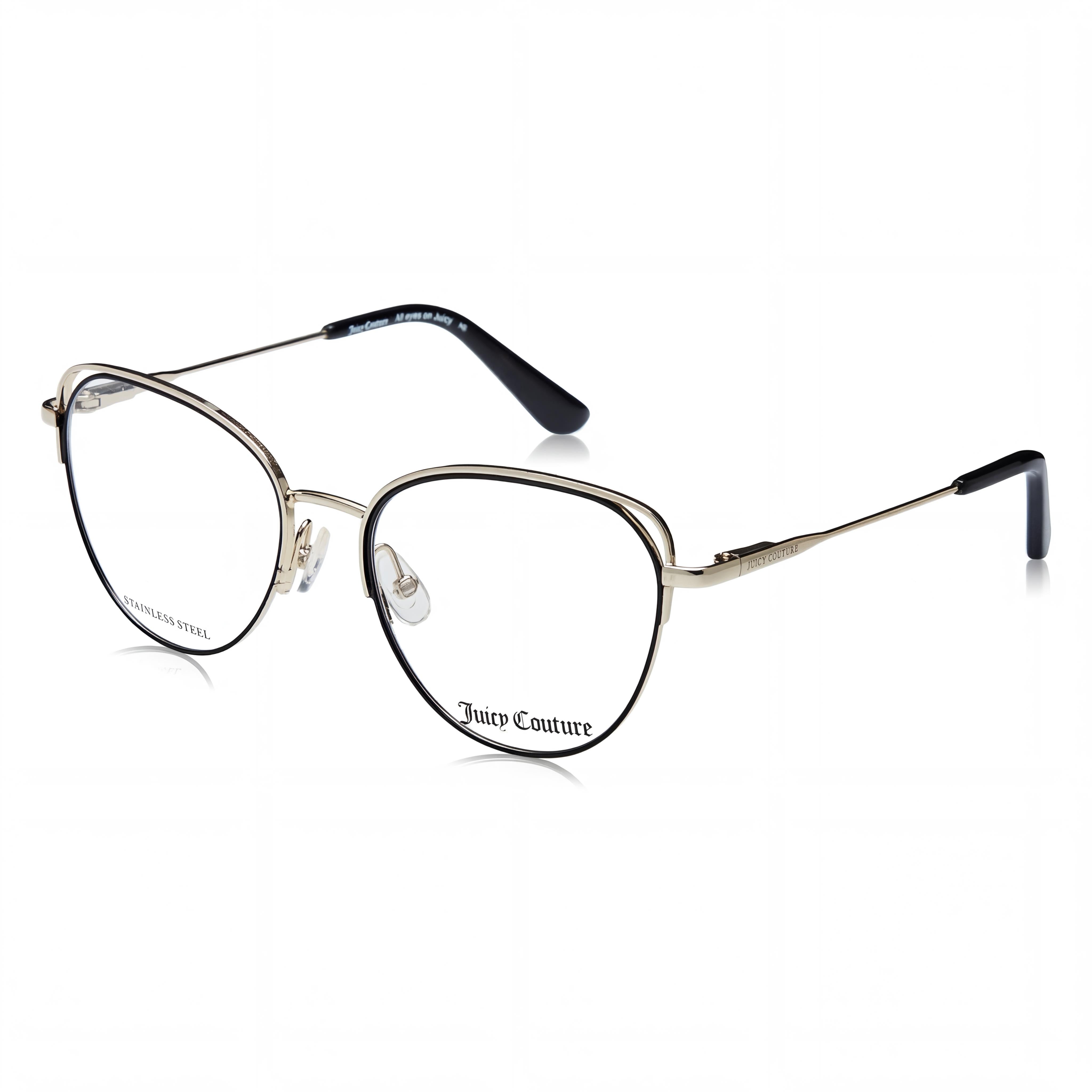 Gafas Juicy Couture JU 200/G para mujer, estilo ojo de gato, de acero inoxidable, color dorado y negro, con lentes de policarbonato (52-17-135 mm), Photo 1