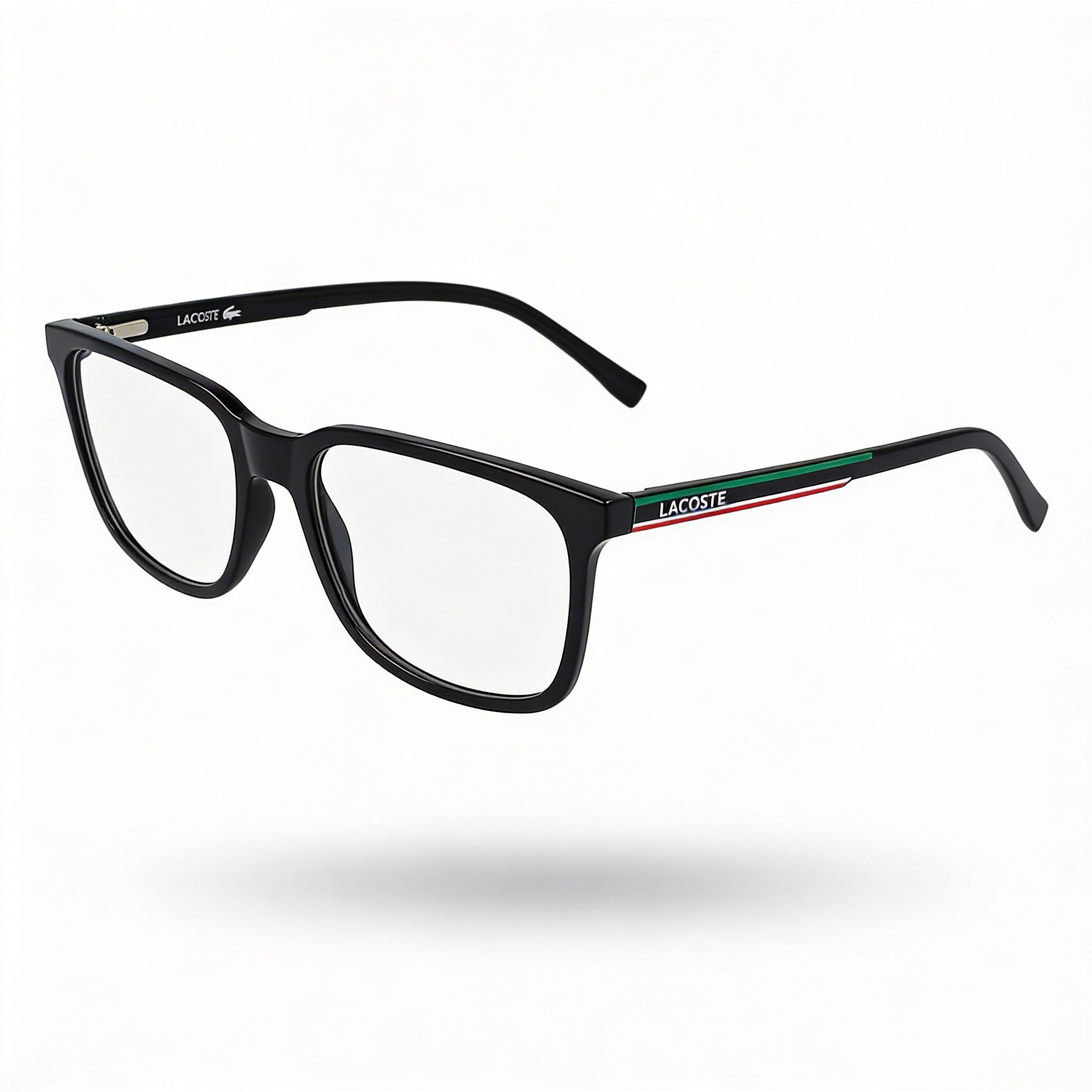 Lacoste Casual Men's Black Frame Optical Eyeglasses with Transparent Plastic Lenses 57-18-145, Photo 1
