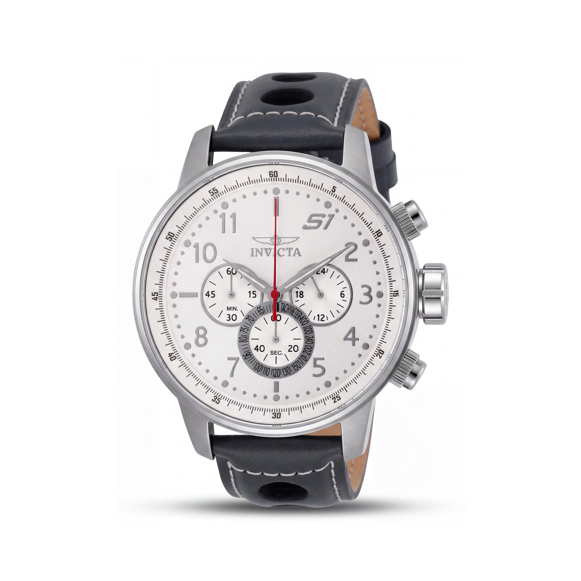 Invicta S1 Rally 25723 Unisex Chronograph Quartz Silver Stainless Steel White Dial Grey Leather 48mm Watch, Photo 1
