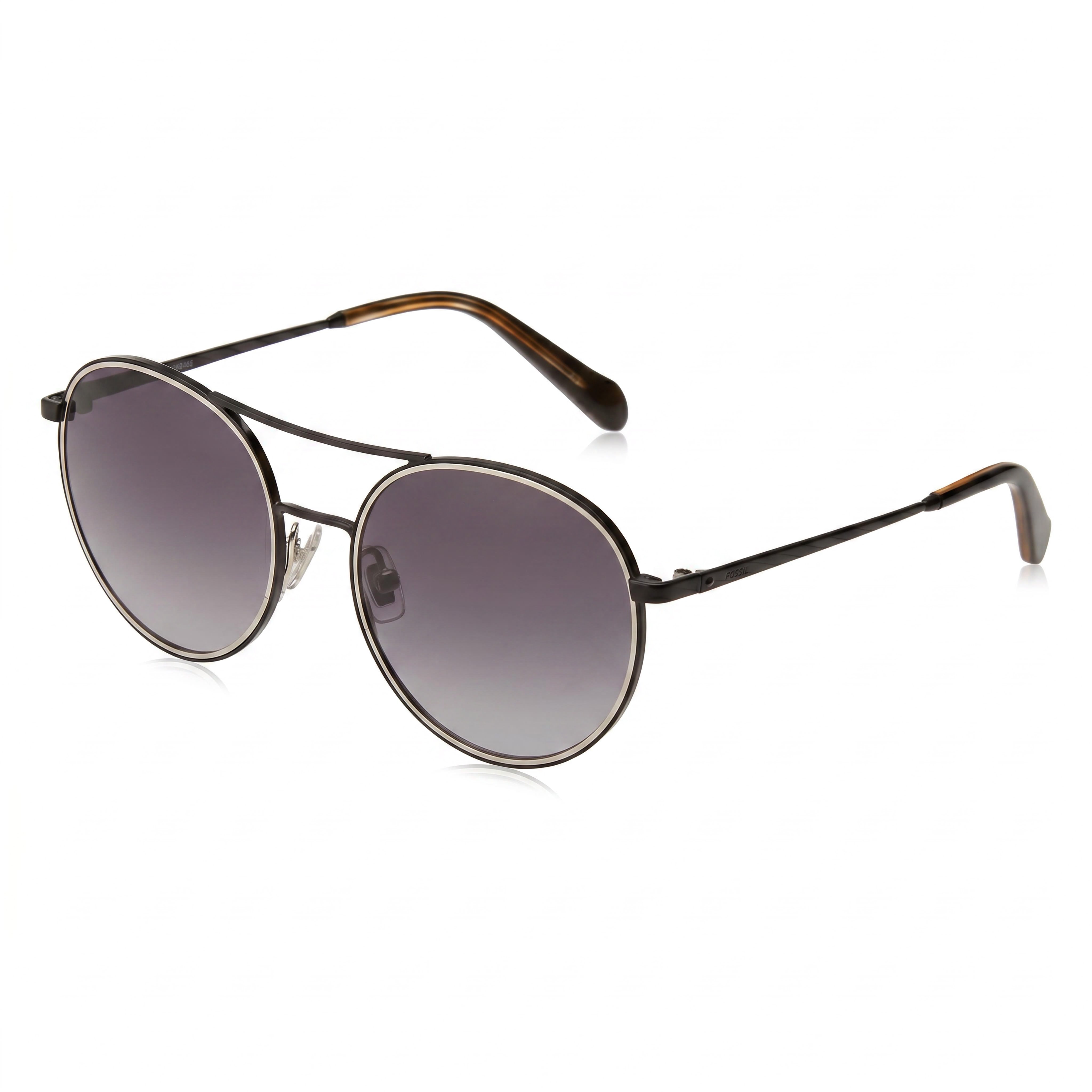 Gafas de sol Fossil para mujer, estilo casual, de acero aleado negro con lentes de acetato en gris oscuro (17-140 mm), Photo 1