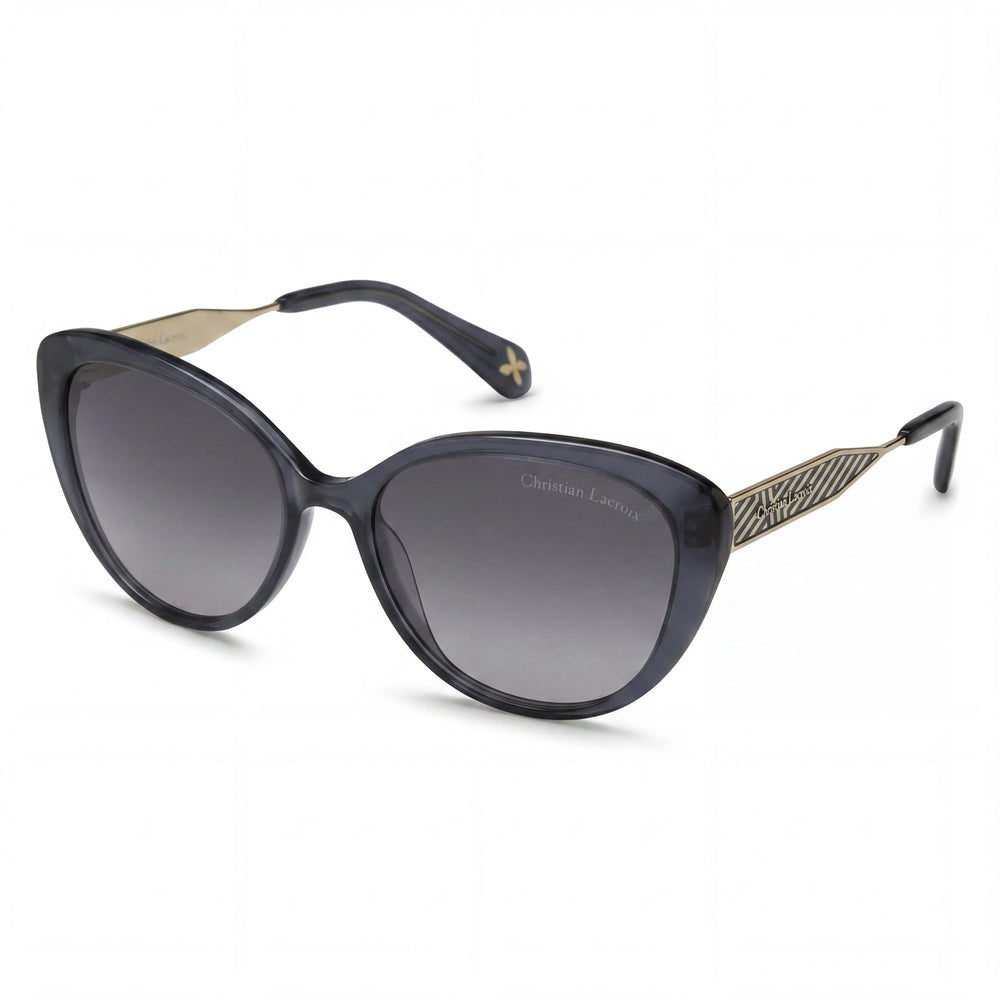 Gafas de sol Christian Lacroix Glam para mujer, montura de plástico gris cristal, lentes con degradado no polarizadas, protección UV