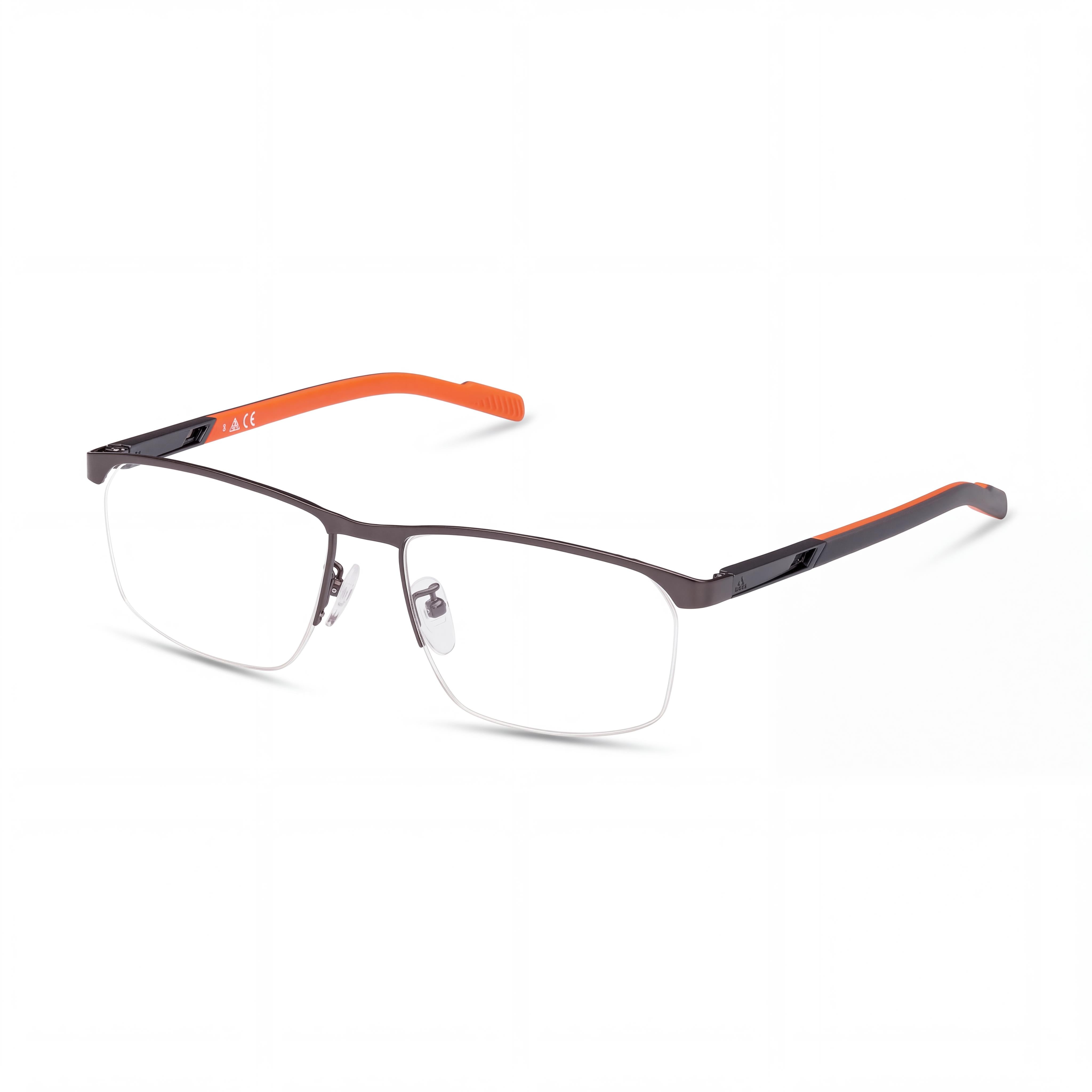 Gafas metálicas rectangulares para hombre adidas con montura gris plomo brillante, lentes transparentes sin aumento 55-16-145, Photo 1