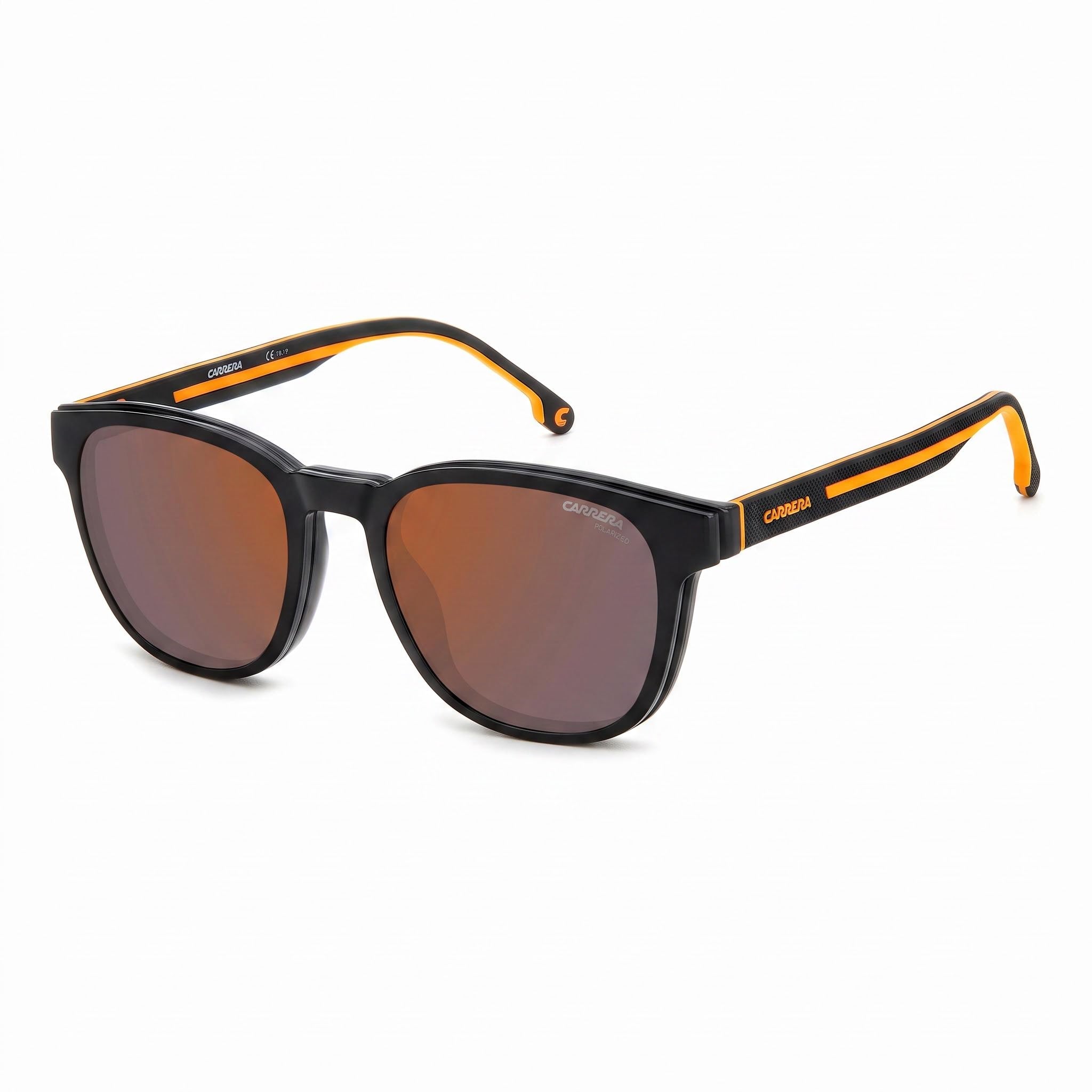 Gafas de sol Carrera Modern para mujer, de policarbonato negro y naranja, con protección UV y lentes multicapa rojas de 51 mm, Photo 1