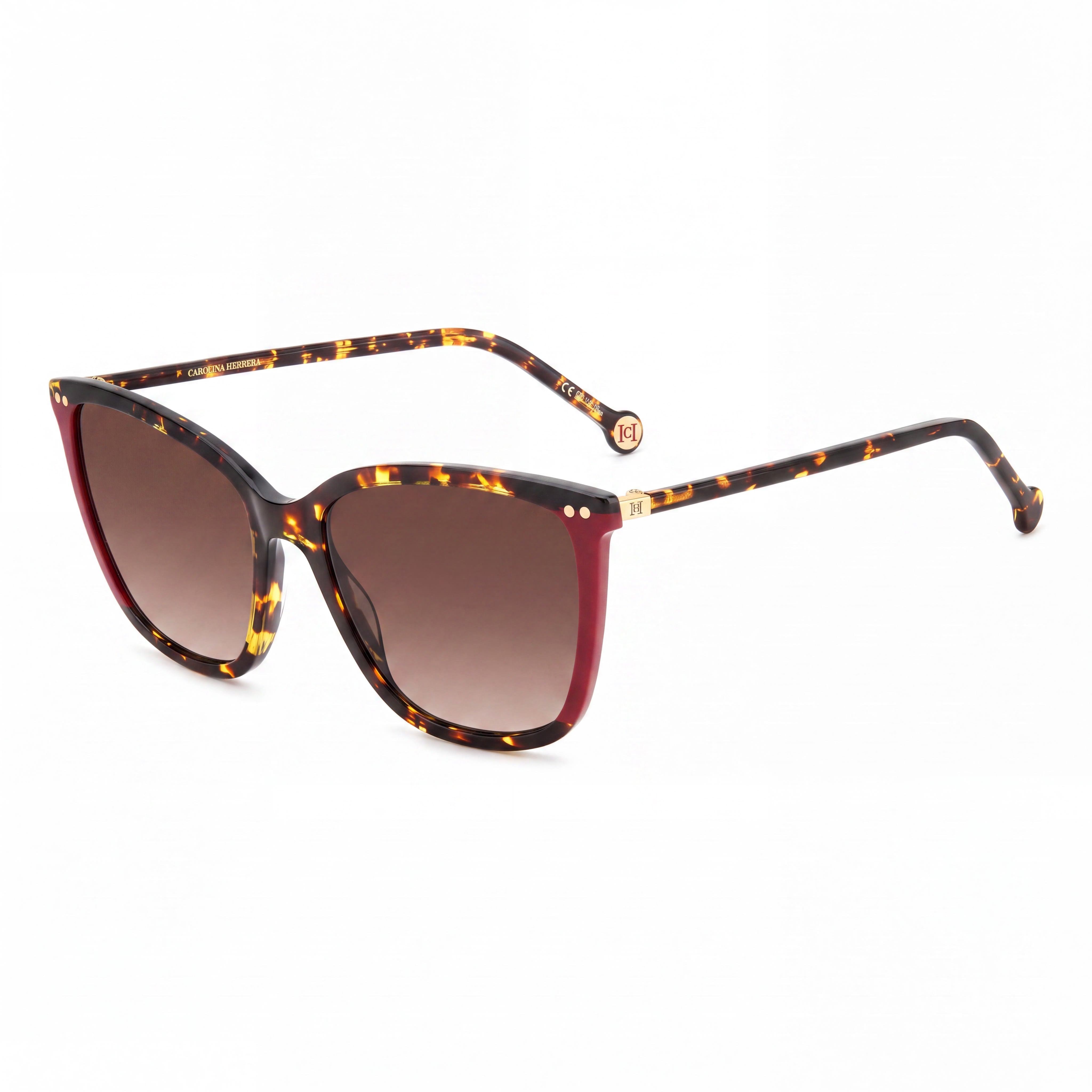 Carolina Herrera HER 0245/S Casual Women's Havana Red Light Acetate Frame Sunglasses with Brown Shaded Lenses 55mm, Photo 1