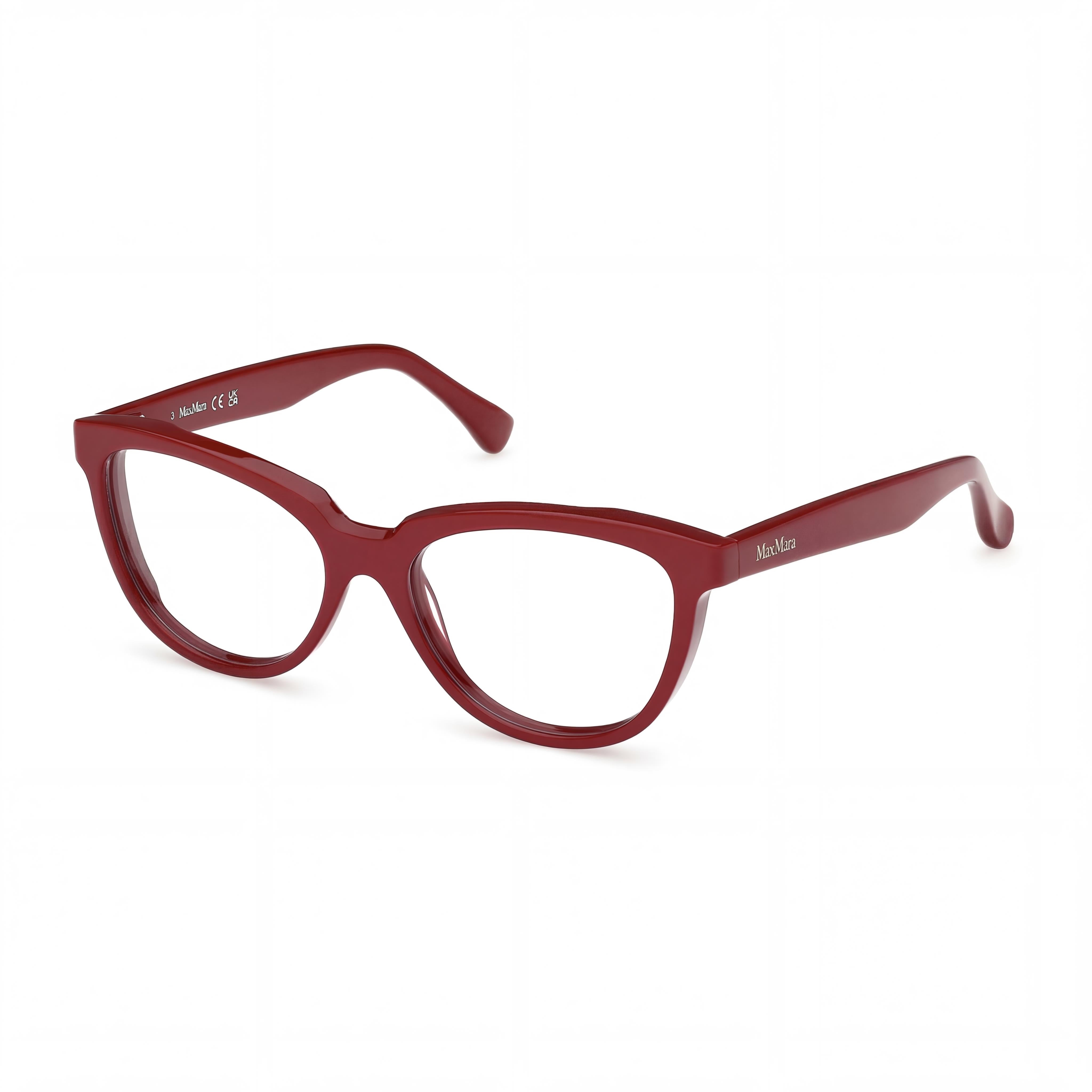 MaxMara Mm5143 Women's Dark Red Plastic Lightweight Frame with Polycarbonate Clear Lenses 53mm, Photo 1