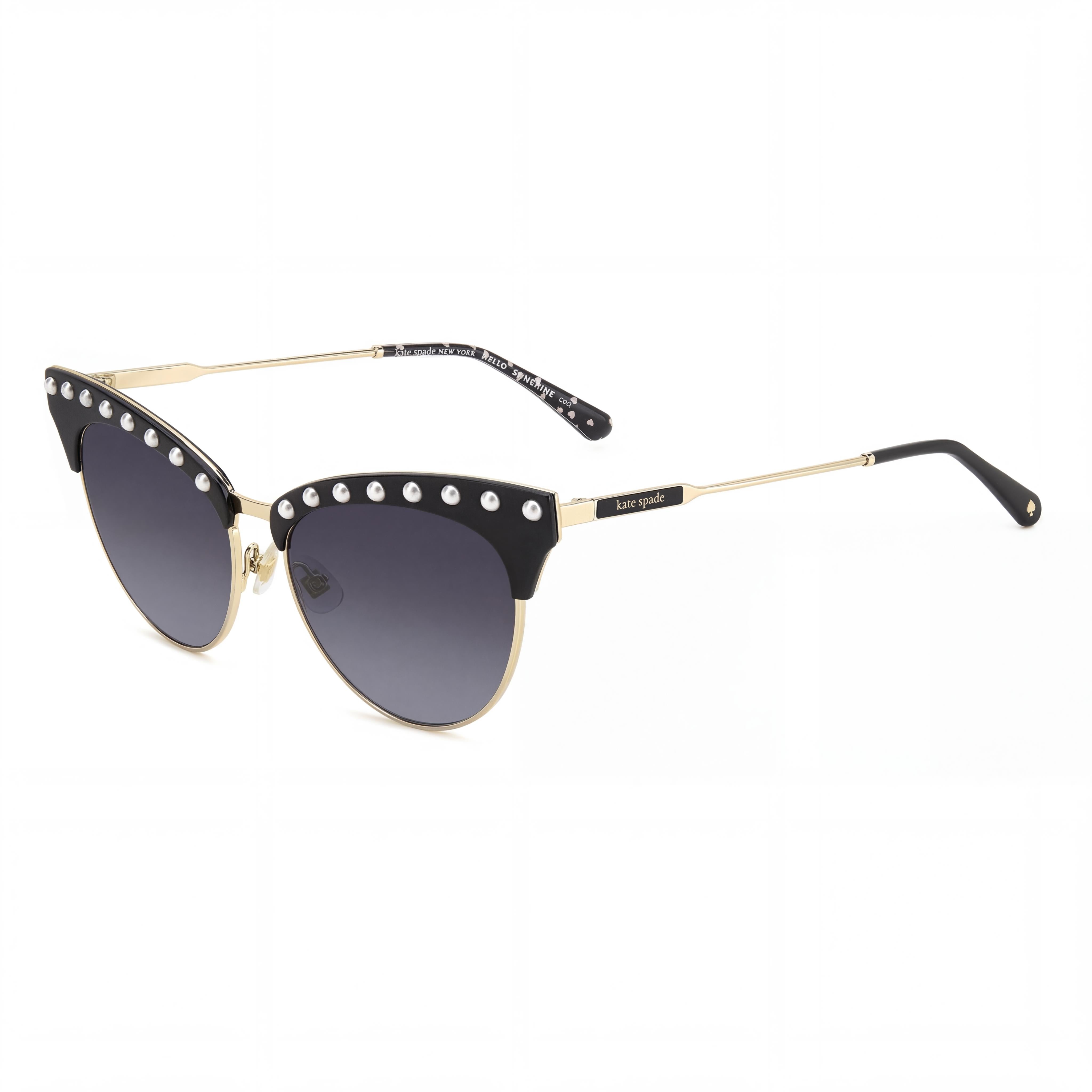 kate spade new york Gafas de sol casuales de ojo de gato para mujer, de acero inoxidable negro, sin polarizar, gris oscuro sombreado, 54 mm, Photo 1