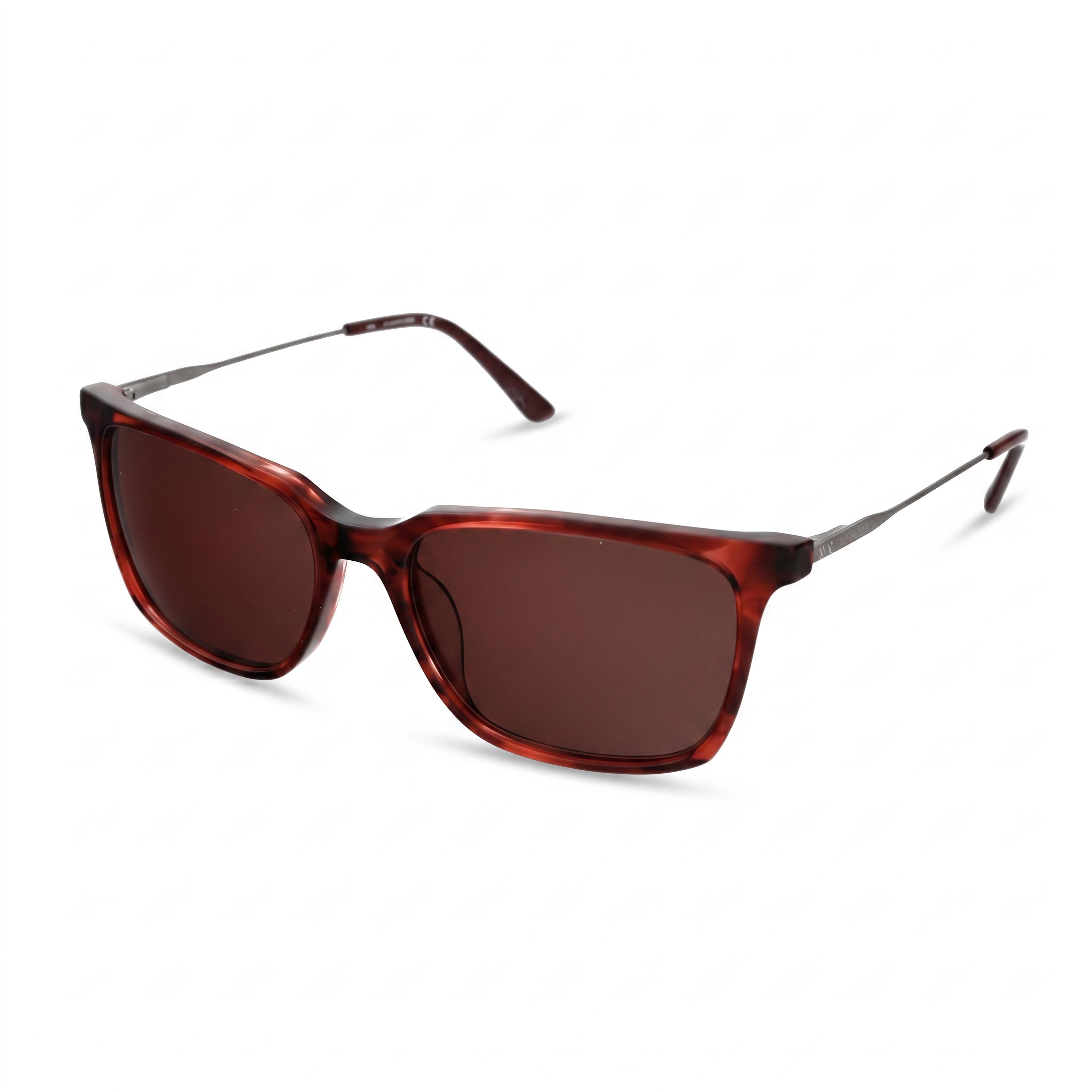 Gafas de sol Calvin Klein CK19703S para mujer, cuadradas, de acetato color burdeos Havana, con lentes marrones no polarizadas, 56 mm, Photo 1