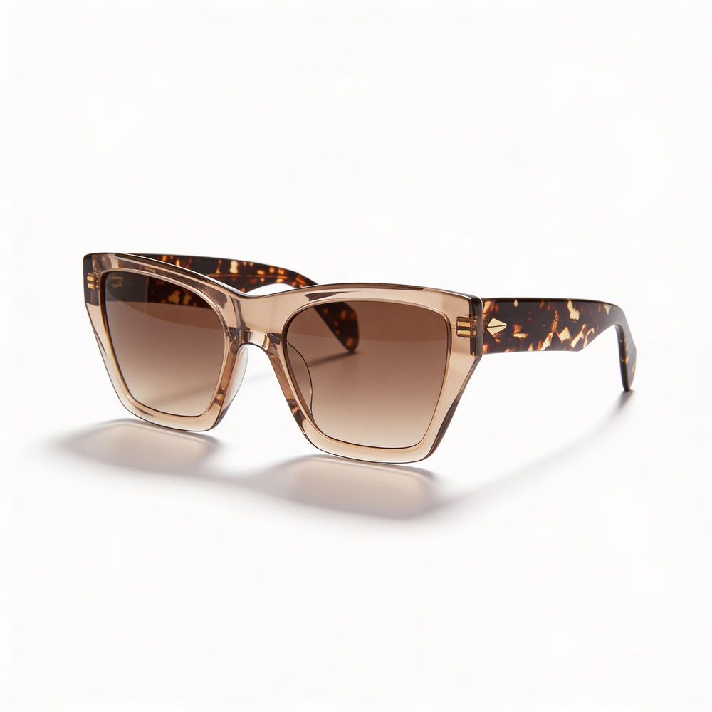 Gafas de sol de ojo de gato Rag & Bone Havana inyectadas de color beige para mujer 54-20-140 Protección UV