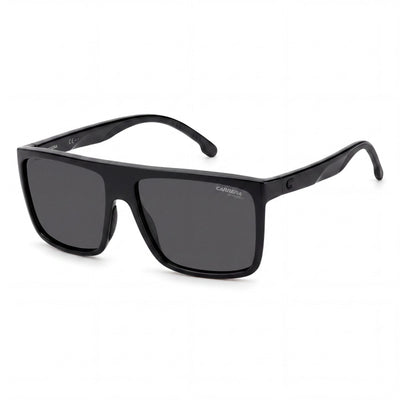 Gafas de sol rectangulares unisex Carrera 8055/S con montura de propionato gris negra y lentes negras de 58 mm