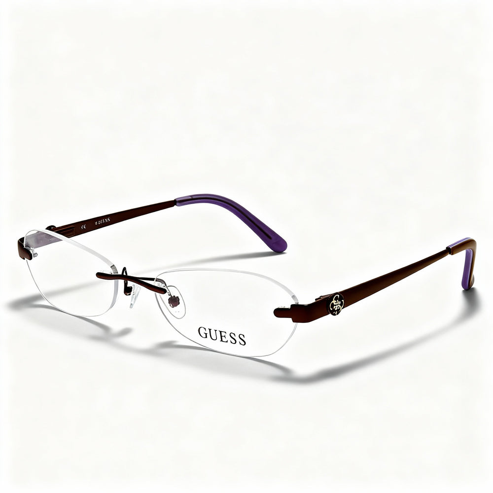 GUESS GU2338-PUR-53 Montura unisex de metal, cuadrada, rectangular, morada, lentes de 53 mm, puente de 17 mm, patillas de 135 mm
