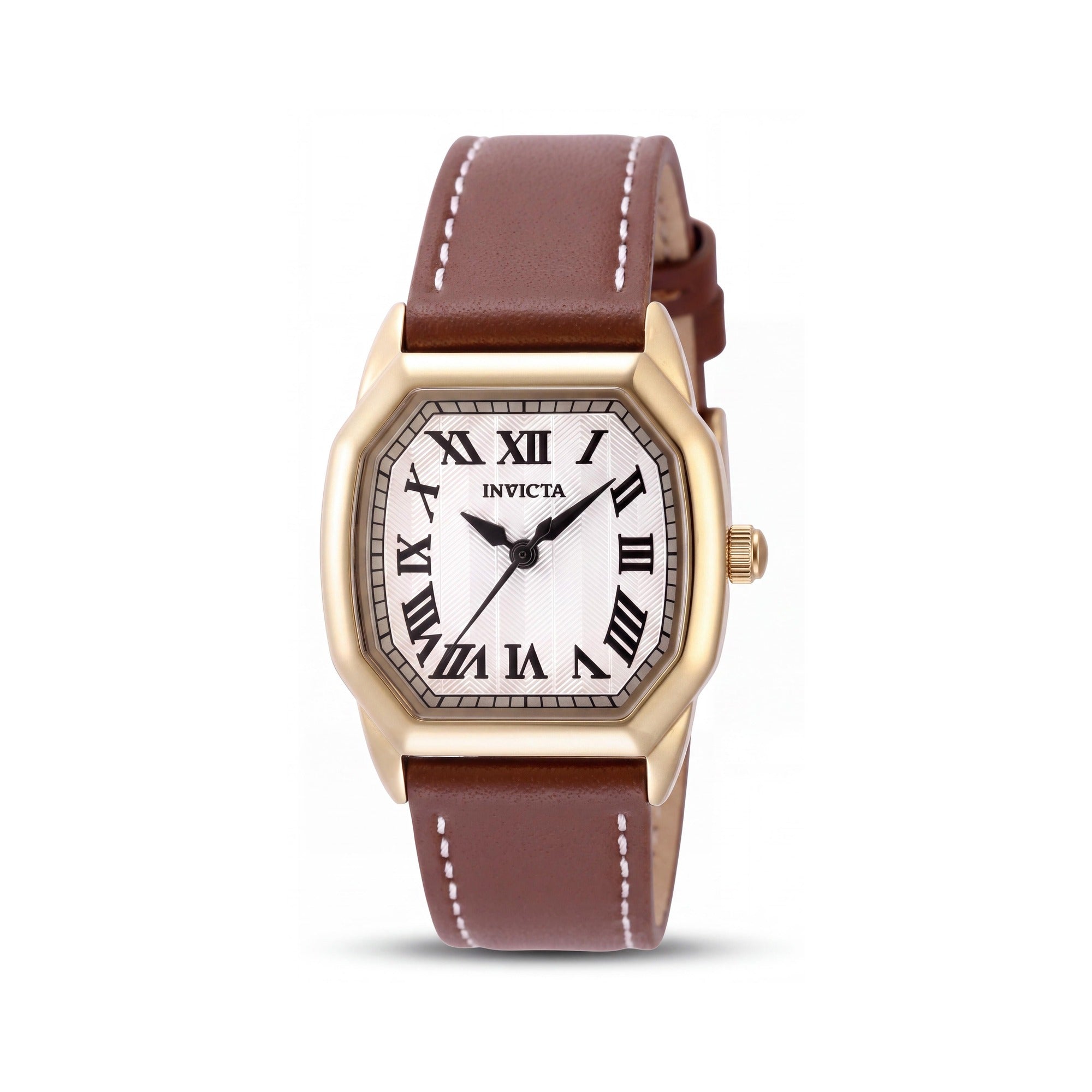 Invicta Wildflower 48962 Unisex Gold-Tone Stainless Steel Quartz Watch with Silver Dial, Leather Strap, 27mm, Photo 1