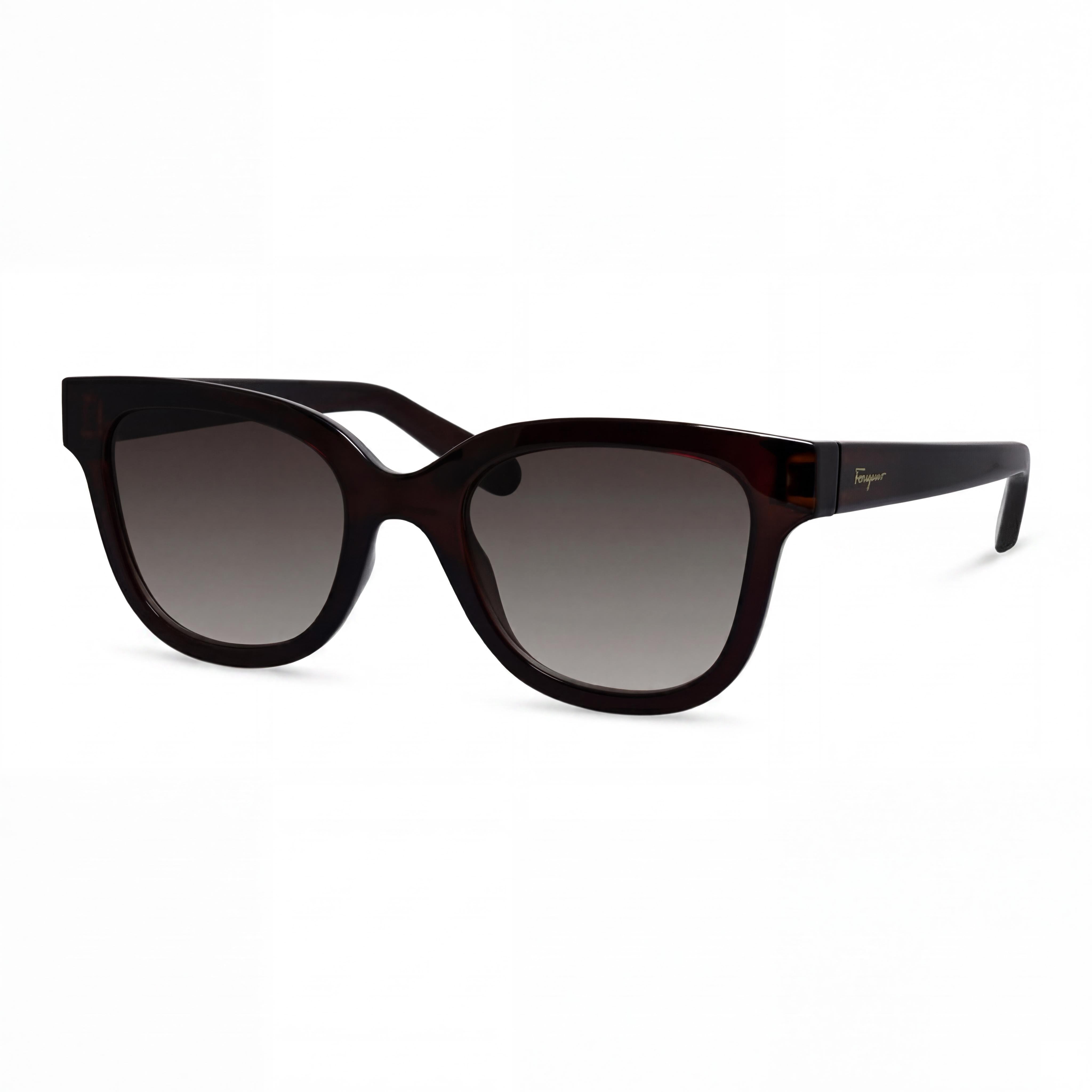 Gafas de sol Ferragamo SF1066S para mujer, marco de plástico marrón con cristales, lentes grises degradadas, protección UV, 52 mm, Photo 1