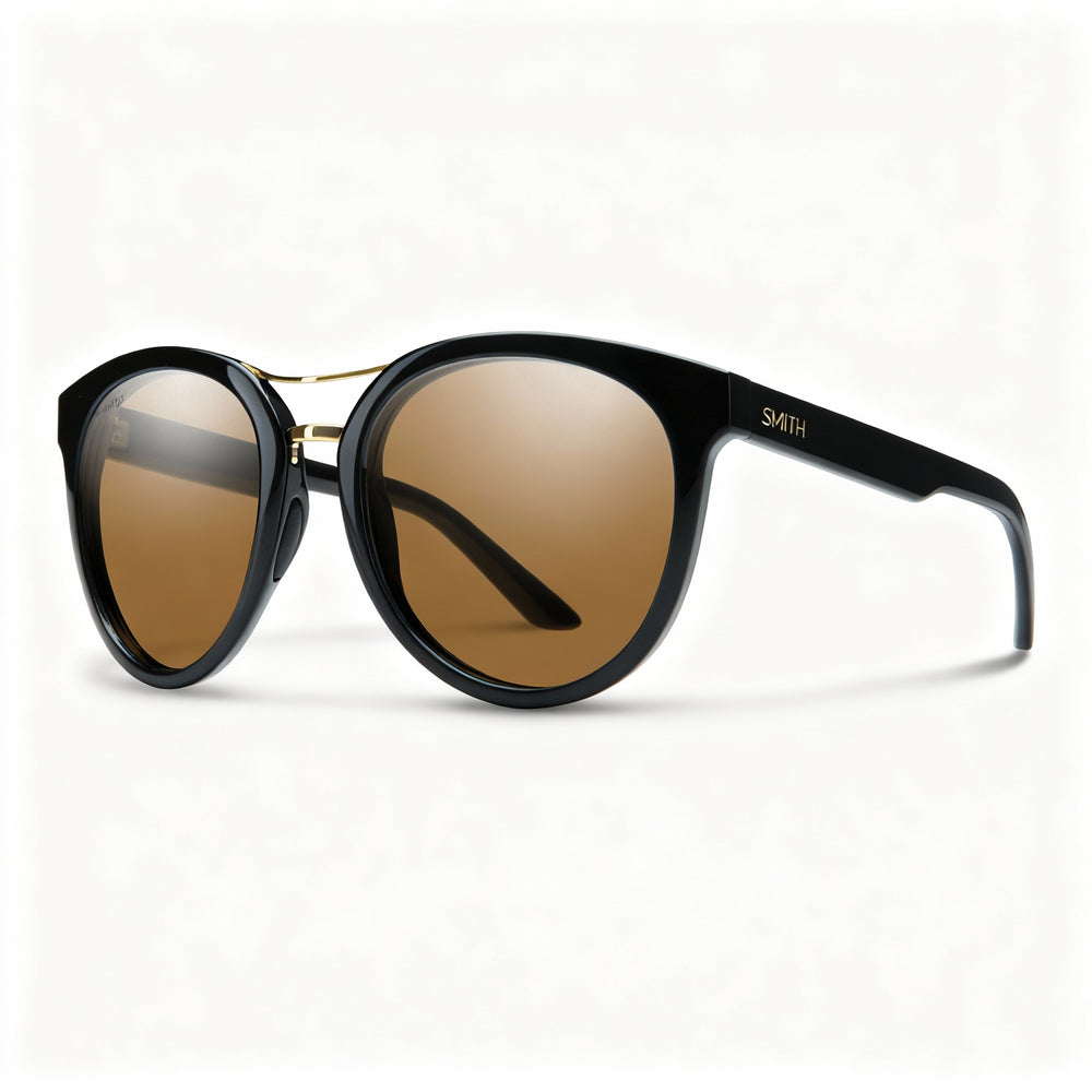 SMITH Bridgetown Women's Polarized ChromaPop Sunglasses, Black Composite, Brown Polycarbonate 54mm