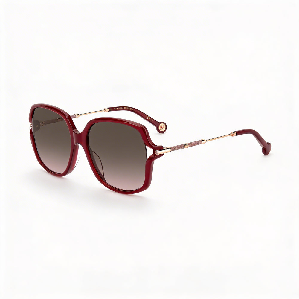 Carolina Herrera Casual Gafas de sol con protección UV de mariposa de plástico sombreado marrón burdeos para mujer 58