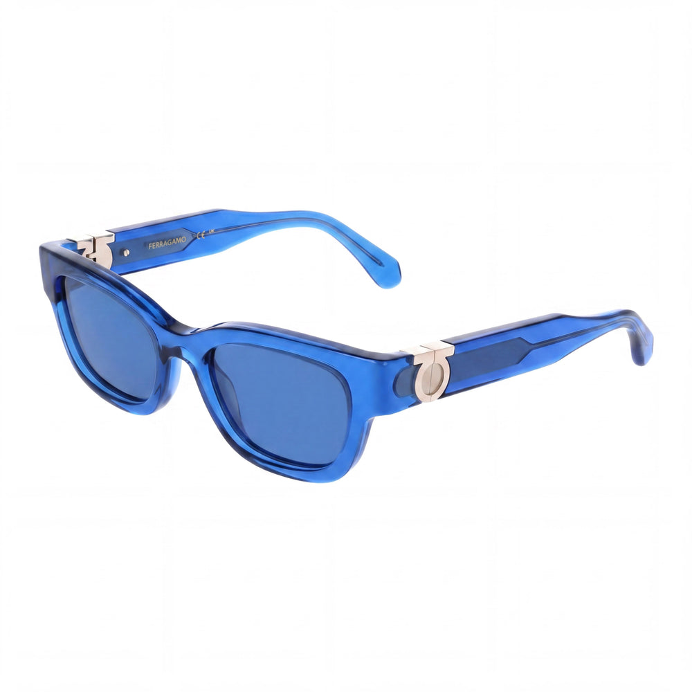 Ferragamo Sf2067s Women's Transparent Blue Acetate UV 400 Sunglasses 52mm