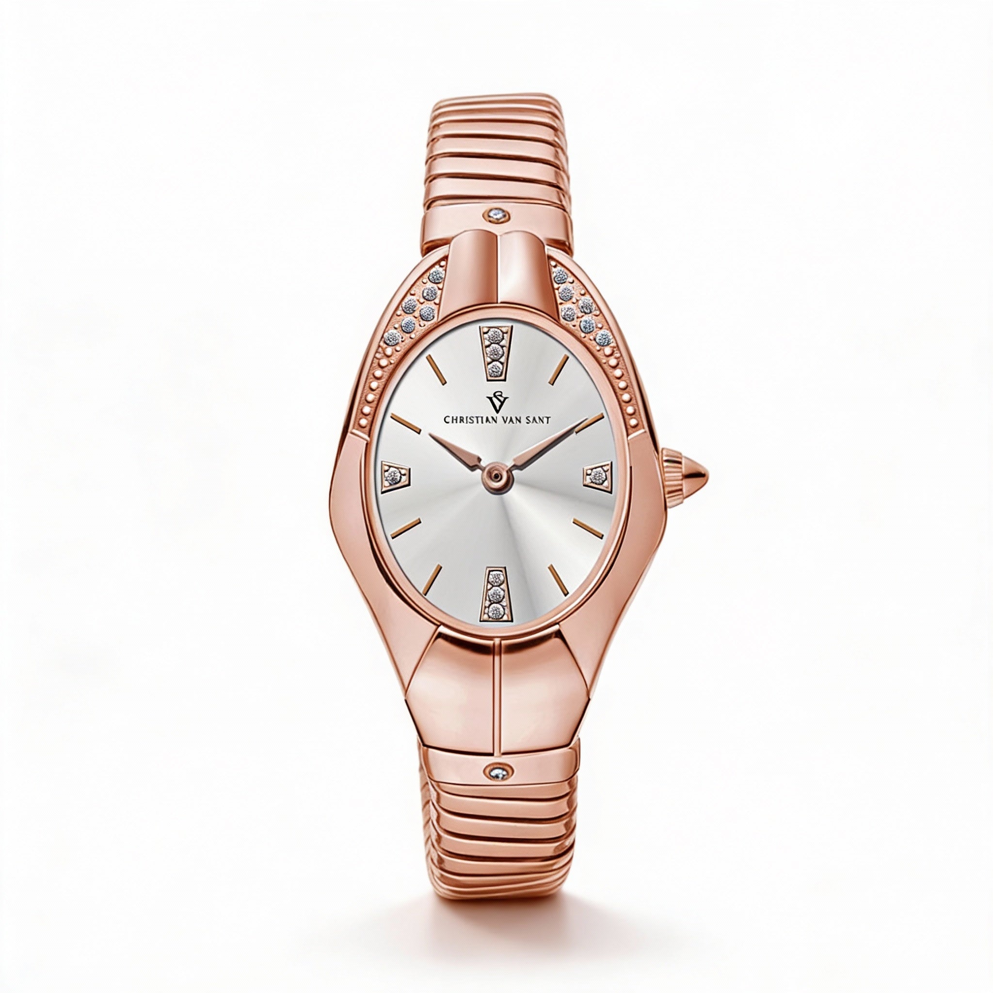 Reloj Christian Van Sant para mujer, con esfera plateada, caja y pulsera de acero inoxidable, movimiento de cuarzo y cristal mineral., Photo 1