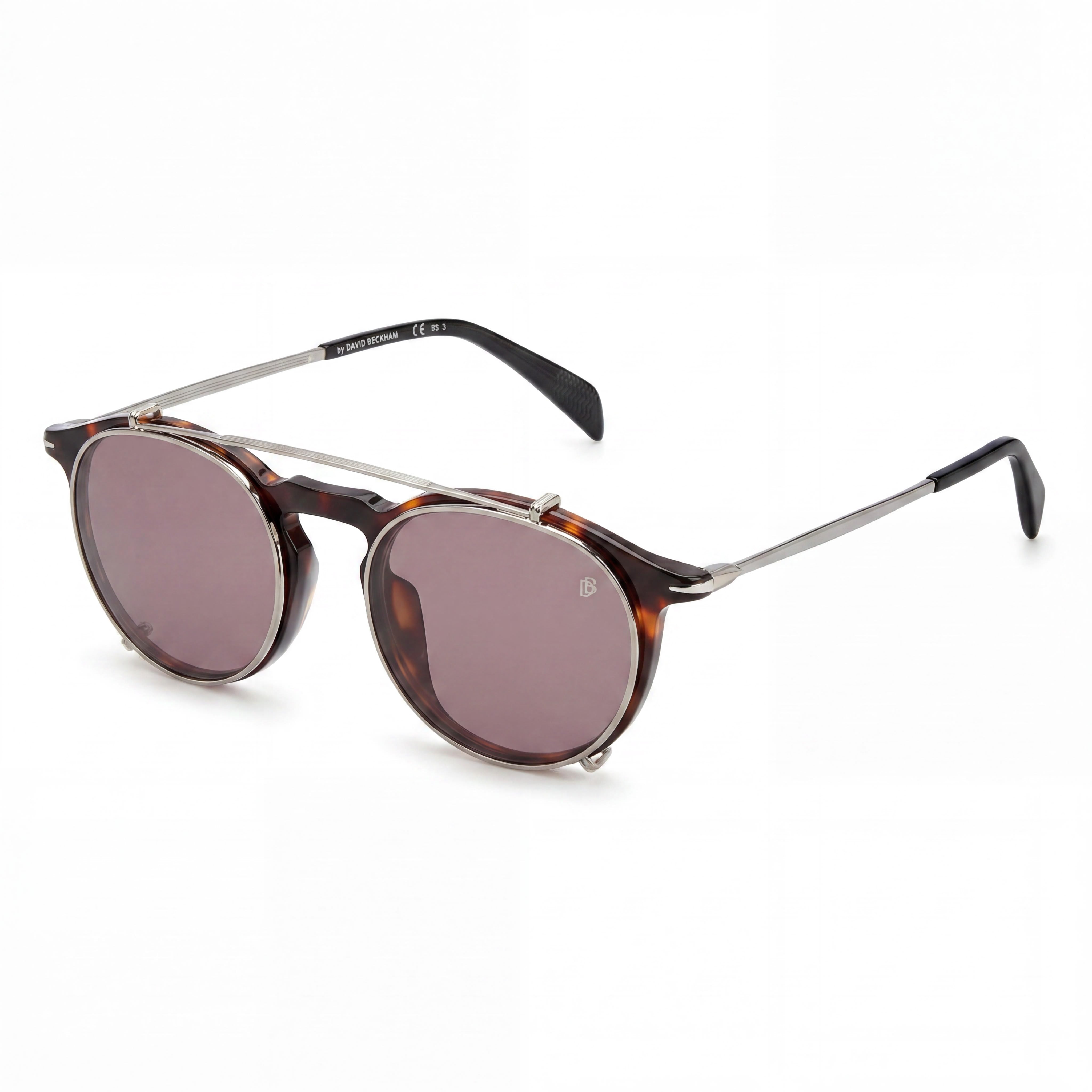 David Beckham Db 1003/G/Cs Unisex Pilot Clip-On Eyeglasses, Acetate Frame, Polycarbonate Lenses, Havana, 49mm, UV Protection, Photo 1