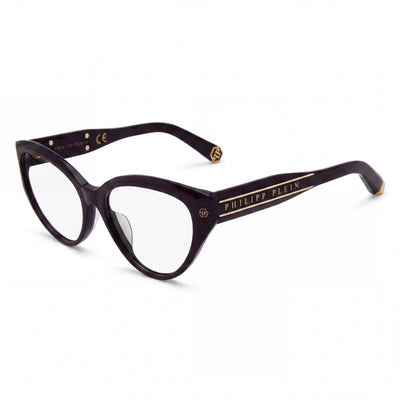 Philipp Plein Classic Women's Eyeglasses featuring a Shiny Violet Acetate Frame, Size 54-16-135