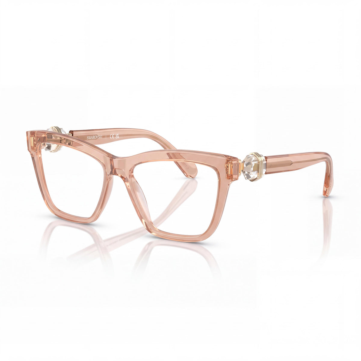 Gafas graduadas cuadradas de plástico para mujer Swarovski SK2021, montura beige transparente, 53 mm de ancho de lente, Photo 1