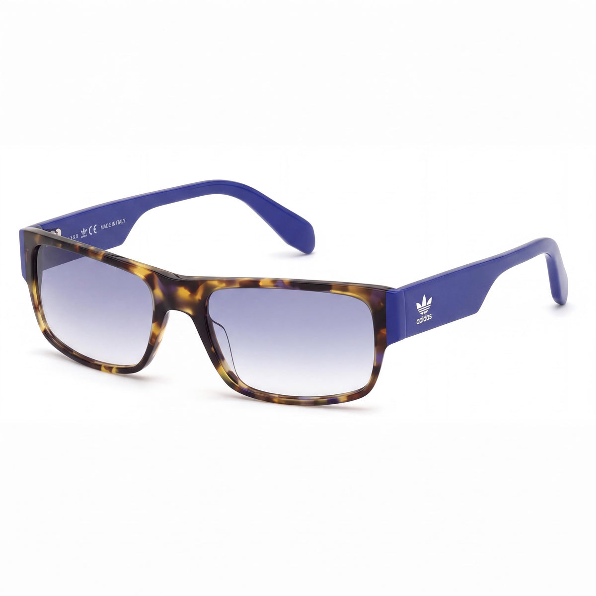 adidas Originals OR0007 Men's Havana Acetate Rectangle Frame Blue Gradient Lenses UV Protection 55mm, Photo 1