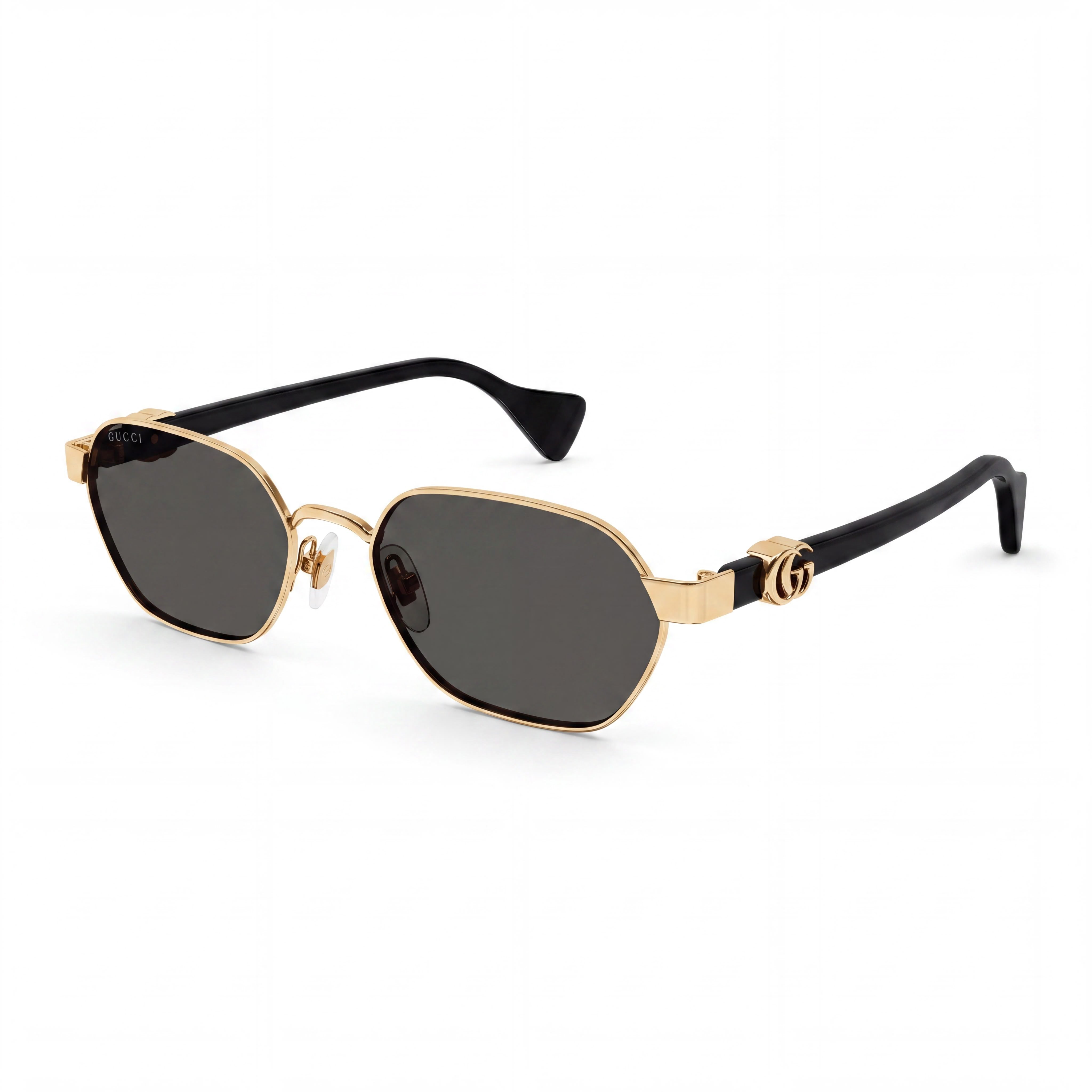 Gucci GG1593S Contemporary Women's Round Sunglasses, Gold & Black Acetate Frame, Dark Grey UV Lenses 56mm, Photo 1