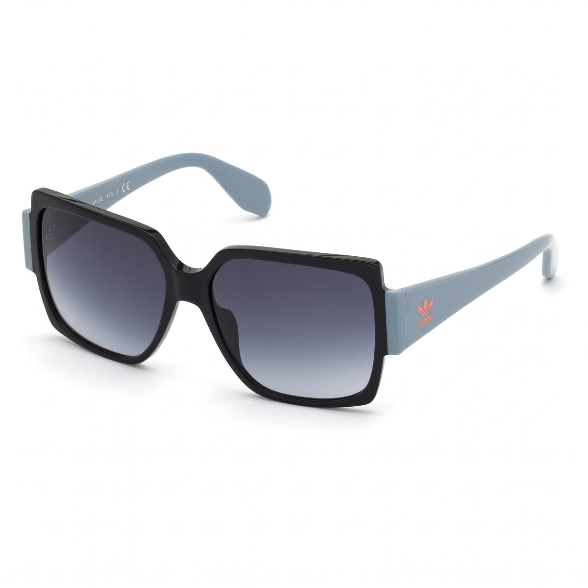 adidas Originals Modern Women's Shiny Black Acetate UV Protection Gradient Blue Mirror 55mm, Photo 1