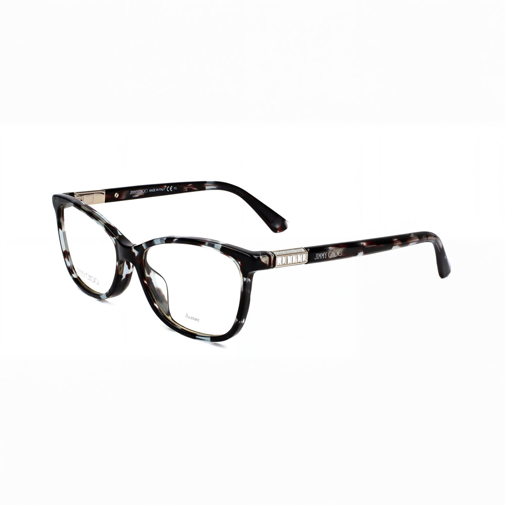 JIMMY CHOO Modern - Montura de celulosa color Havana azul para mujer, lentes transparentes de policarbonato polarizado, 53/16/140
