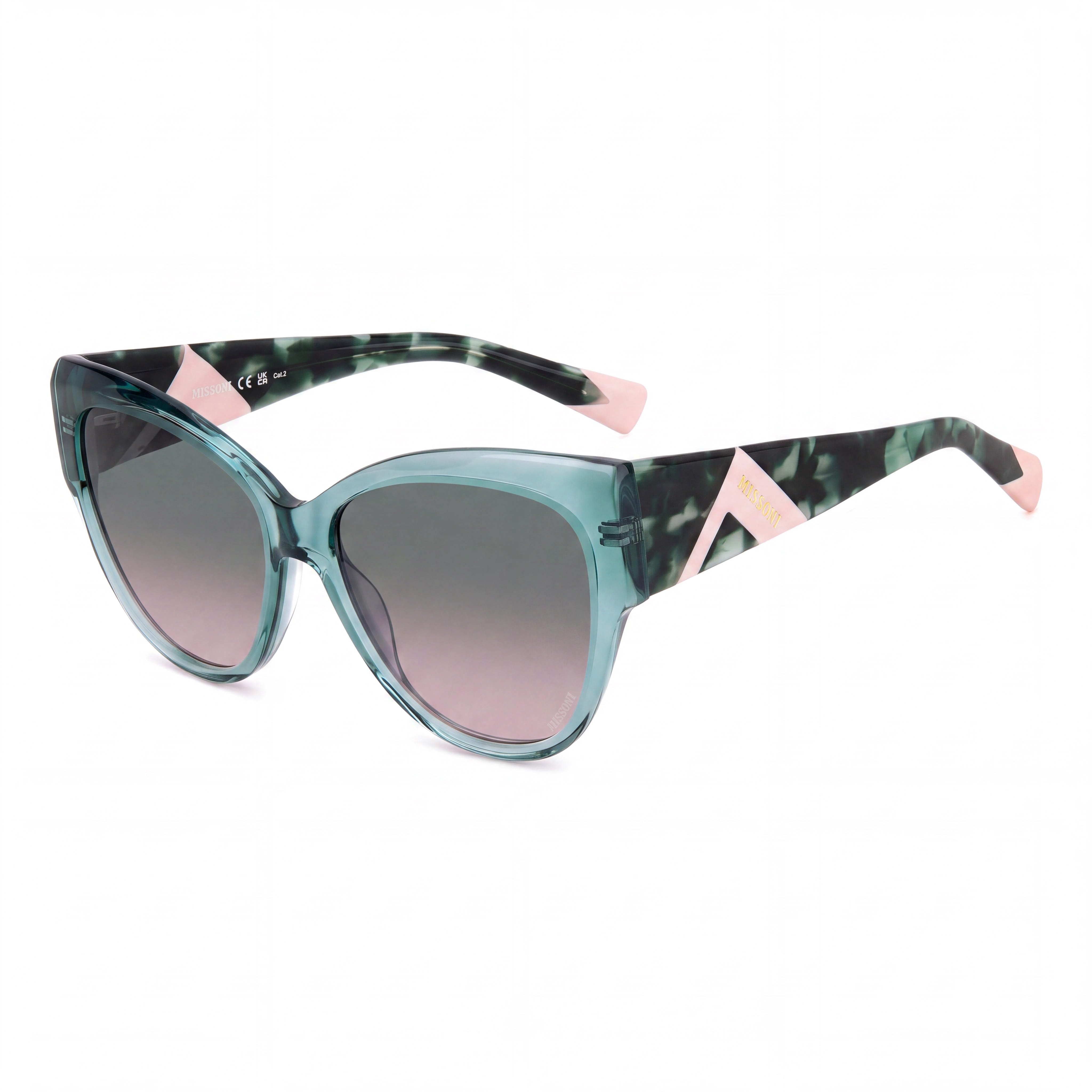 Gafas M Missoni Casual para Mujer, Armazón de Acetato Verde, Micas Verdes y Rosas No Polarizadas, 57mm, Photo 1