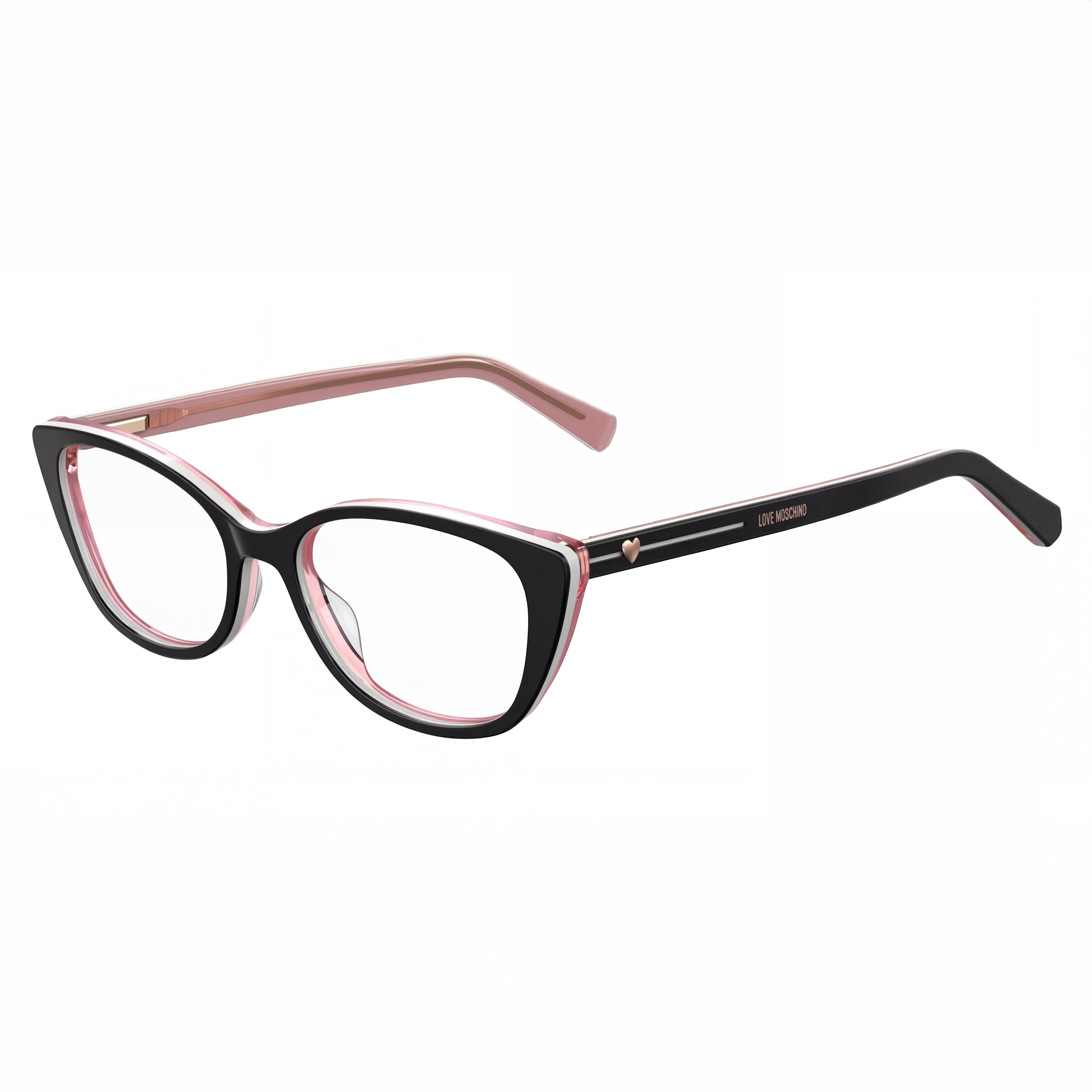 Love Moschino Trilayer Corazón Gafas Ópticas Armazón de Plástico Ojo de Gato Lente de Policarbonato Mujer Negro 51mm, Photo 1