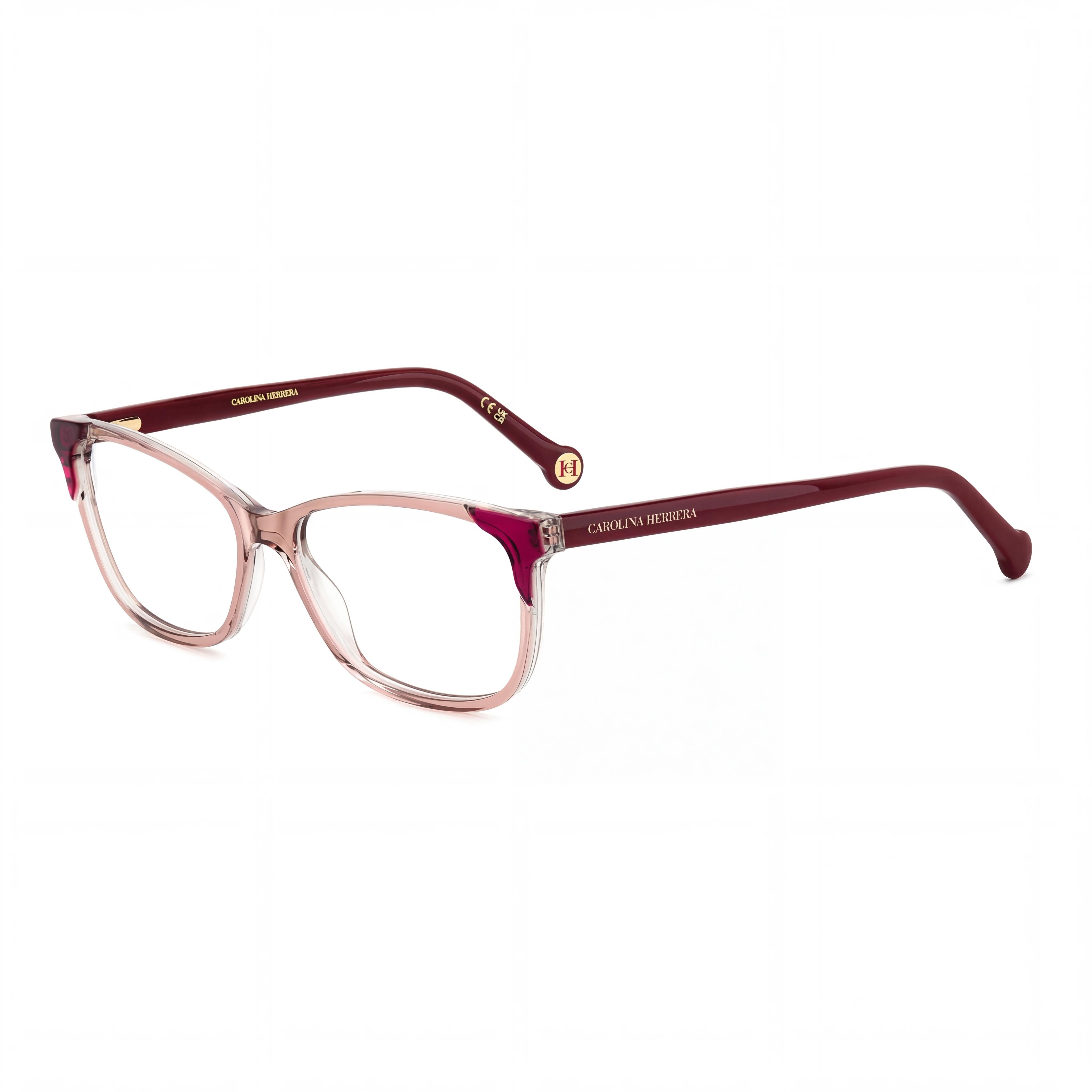 Gafas Carolina Herrera para mujer modernas, montura rosa, lentes rosas, ancho del puente 15 mm, largo de la patilla 145 mm, Photo 1