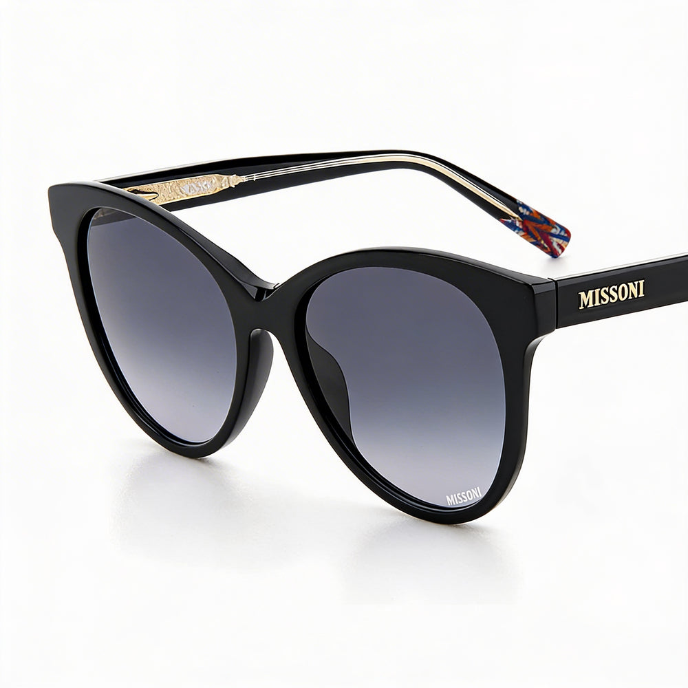 Gafas de sol Missoni Modern para mujer de acetato negro con lentes sombreadas gris oscuro con protección 100% UV 54-18-145 mm