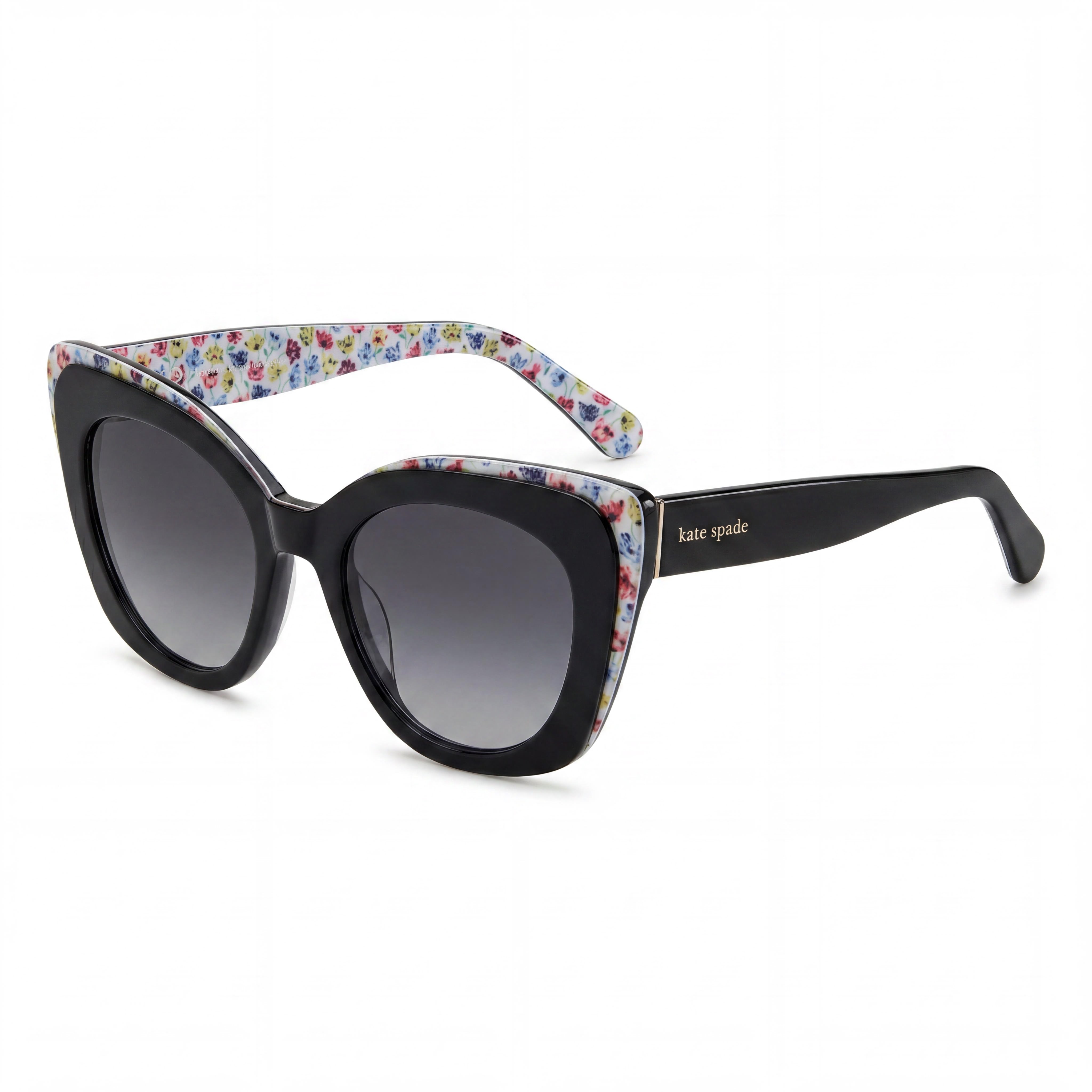 Kate Spade New York Marigold/S Women's Black Grey Acetate Frame Sunglasses with Dark Grey Shaded UV Protection Lenses 51mm, Photo 1