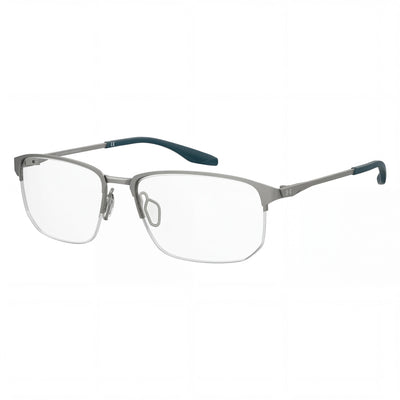 Under Armour Modern Unisex Non-polarized Stainless Steel Eyeglasses Matte Ruthenium Silver Frame Teal Lenses 56mm