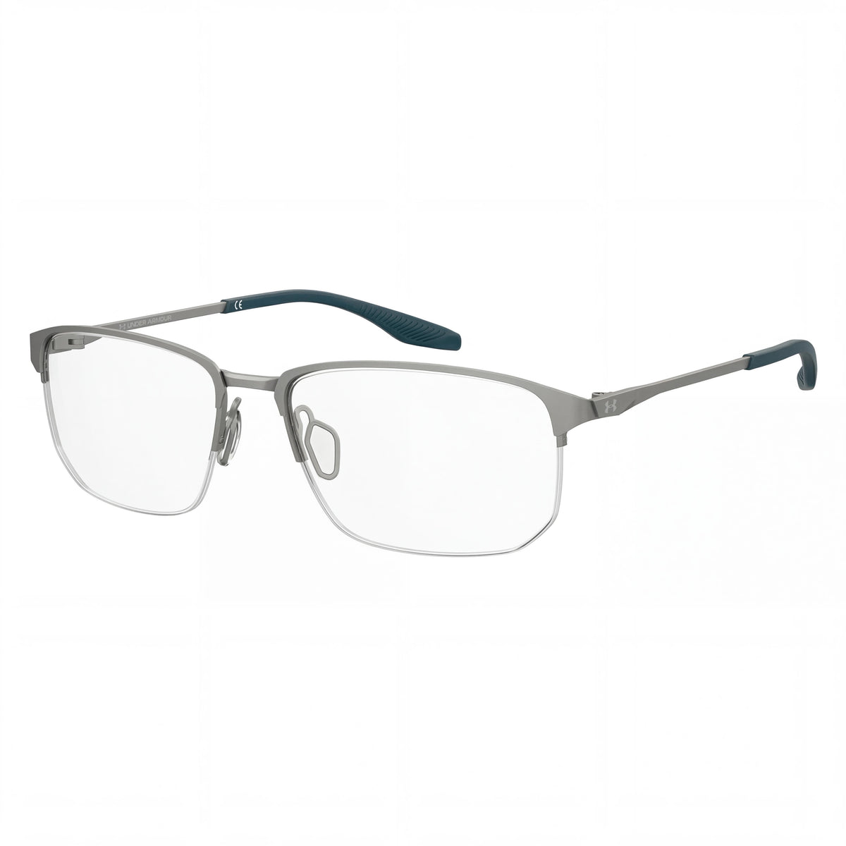Under Armour Modern Unisex Non-polarized Stainless Steel Eyeglasses Matte Ruthenium Silver Frame Teal Lenses 56mm, Photo 1