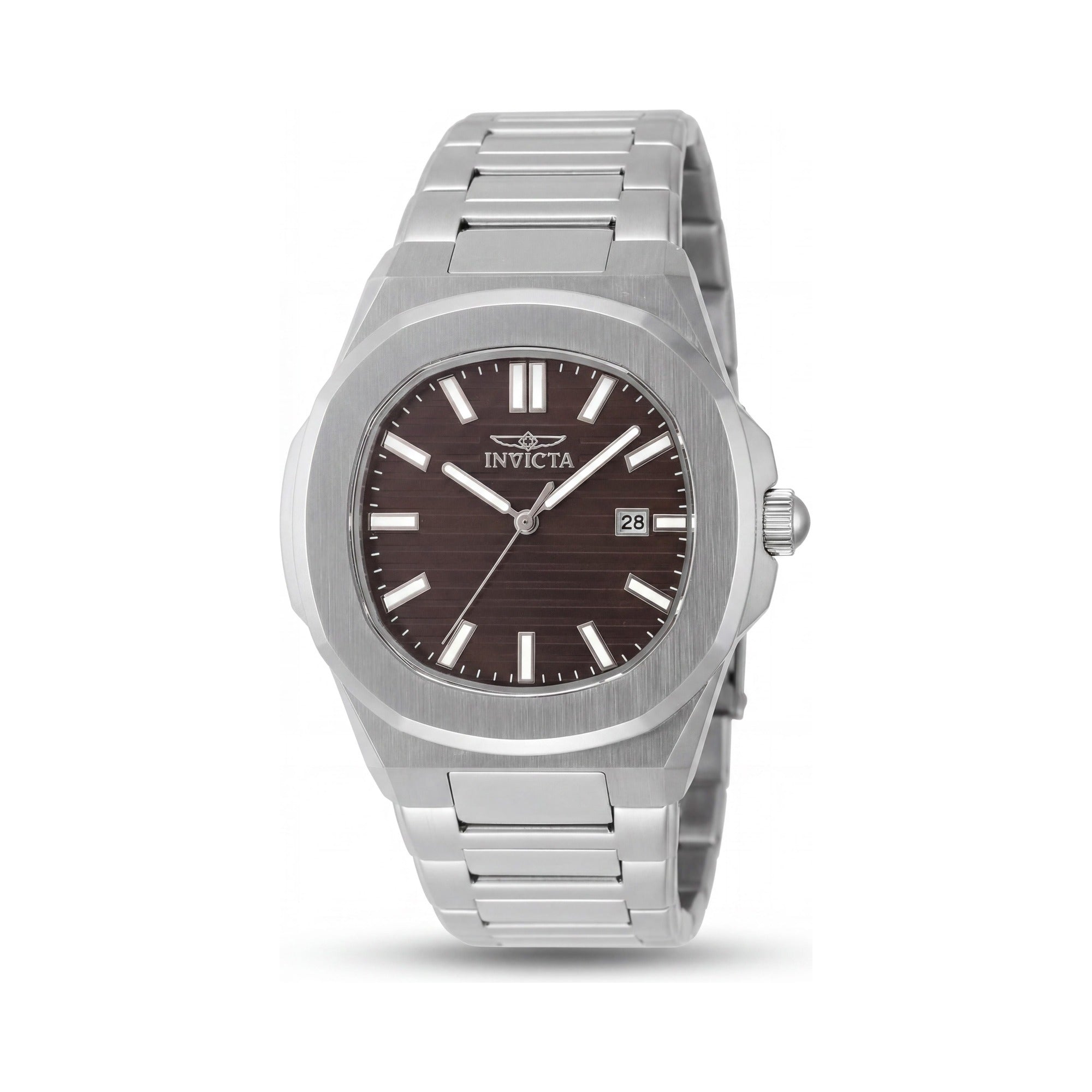 Reloj de cuarzo unisex Invicta Speedway 48321 de 41 mm con pulsera de acero inoxidable plateada y esfera marrón., Photo 1