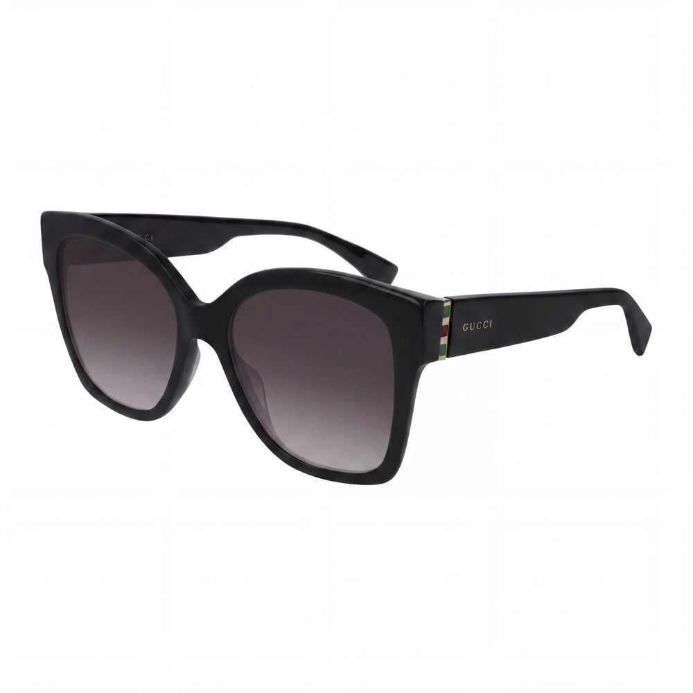 Gafas de sol Gucci Classic para mujer, montura de plástico en negro, dorado y gris, con degradado en negro, dorado y gris, protección UV, 54 mm