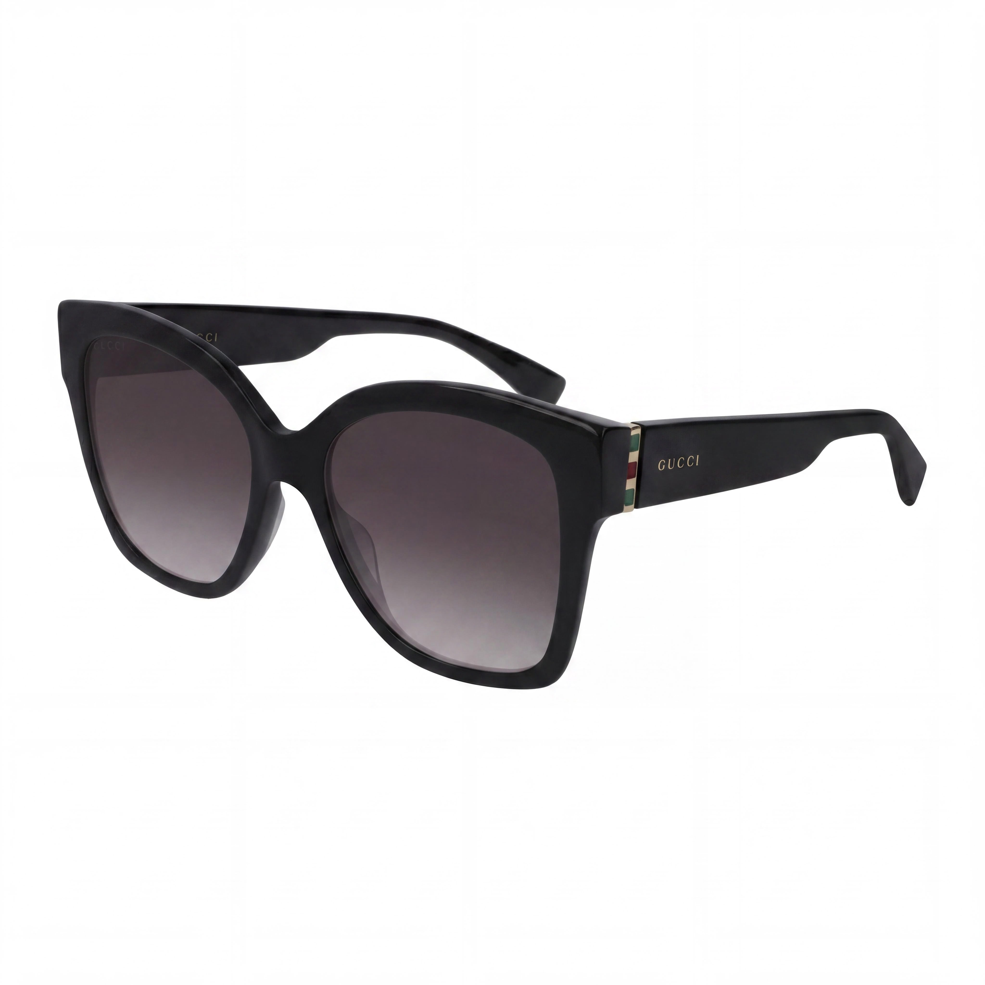 Gucci Classic Women's Black Gold Grey Plastic Frame, Black Gold Grey Gradient UV Protected Sunglasses 54mm, Photo 1
