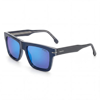Gafas de sol Carrera Modern Unisex con montura de acetato a rayas azules, polarizadas y protección UV, ancho de lente de 54 mm