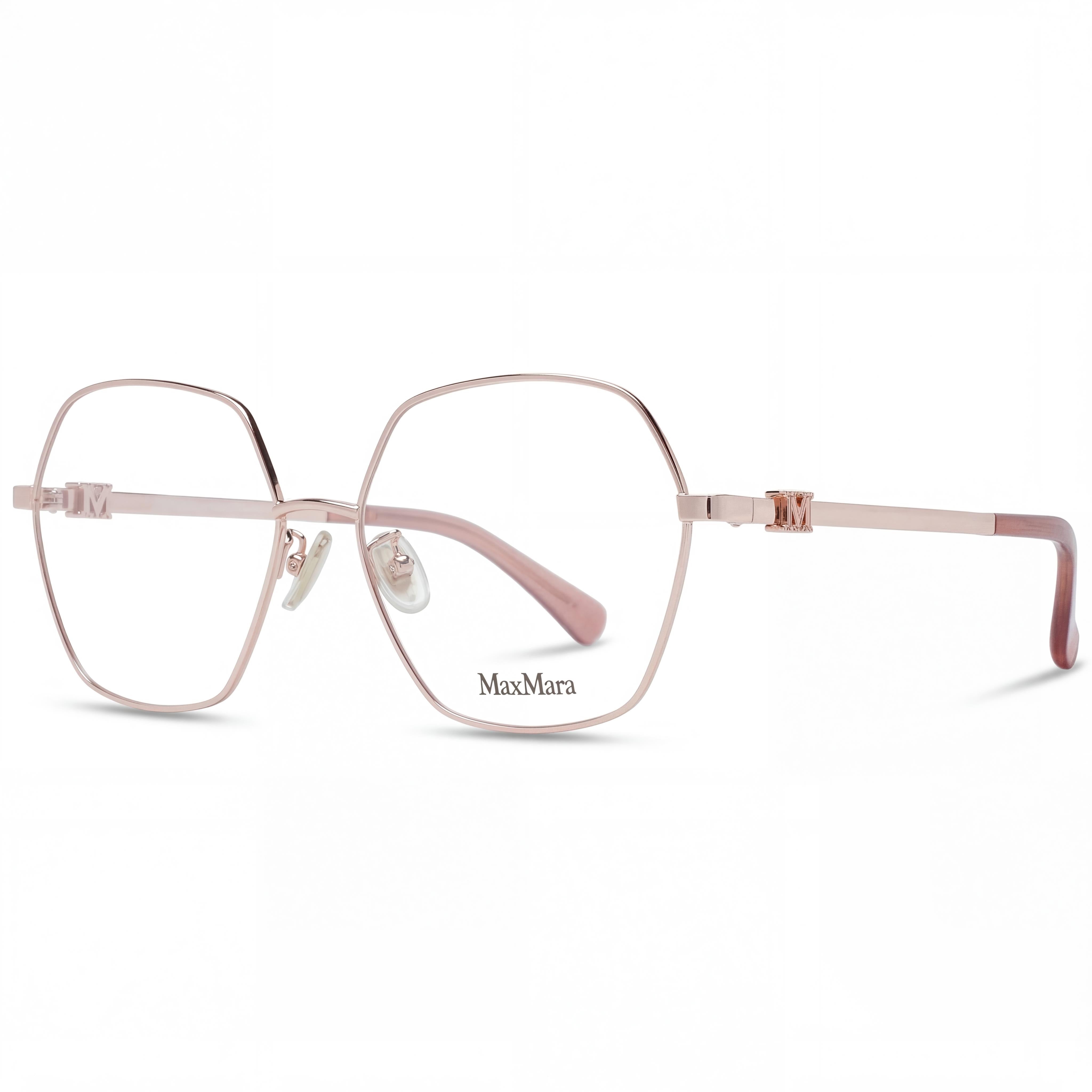 MaxMara Mm5087-d Women's Metal Frame Eyeglasses in Pink Gold & Milky Nude 56mm, Photo 1