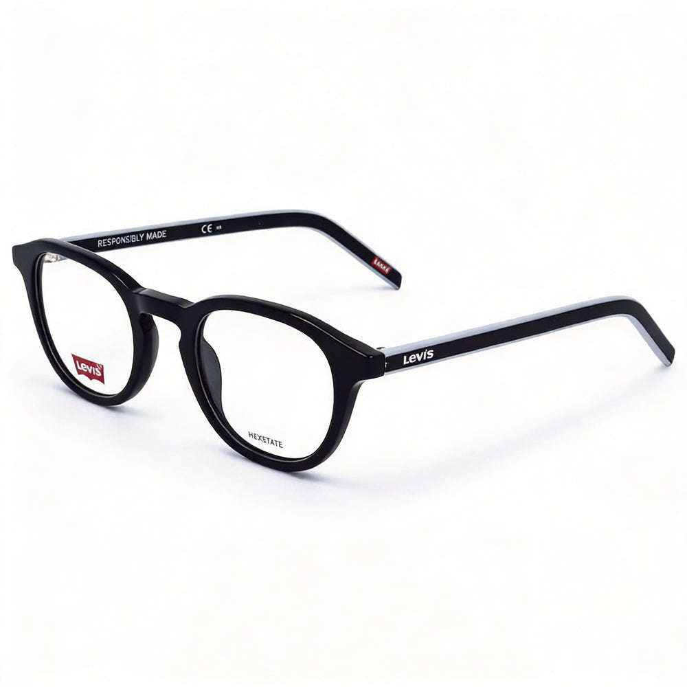 Gafas clásicas unisex Levi's con montura de PMMA ecológico, lentes no de policarbonato, negras 48 mm