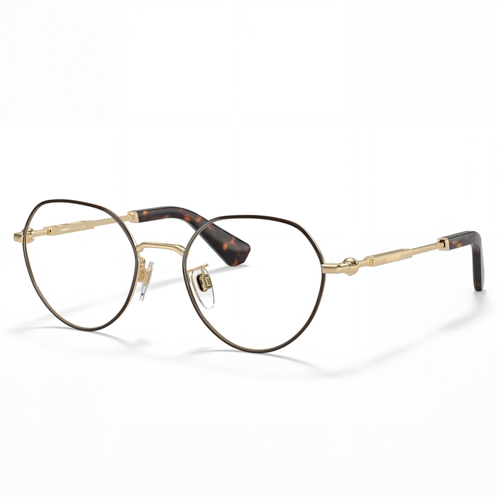 BURBERRY BE1388D Men's Asian Fit Brown Metal Frame Eyeglasses with Spherical Hinges and Engraved Temples 51mm