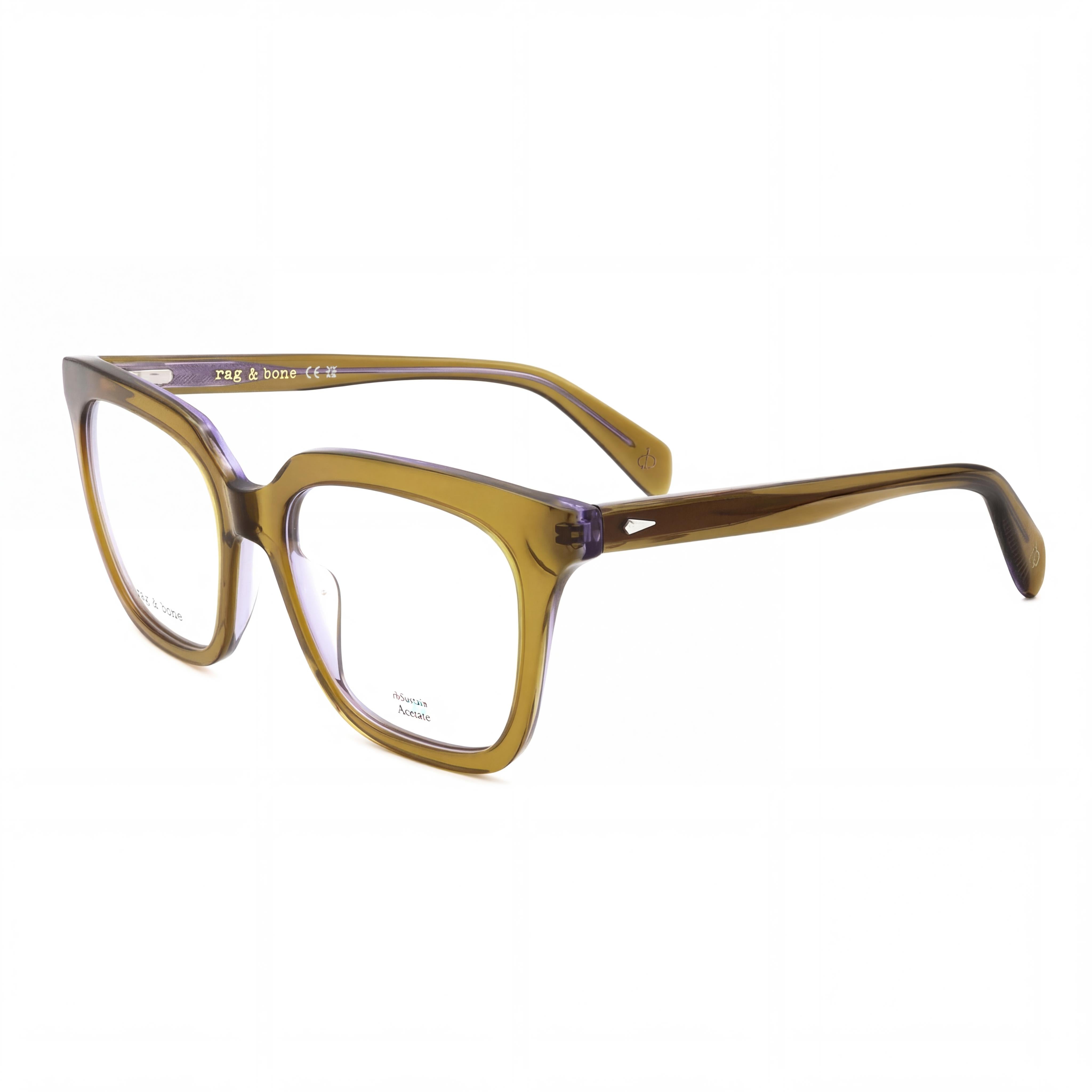 rag & bone Casual Women's Optical Eyeglasses with Green Violet Acetate Frame and 54-18-145 Dimensions, Photo 1