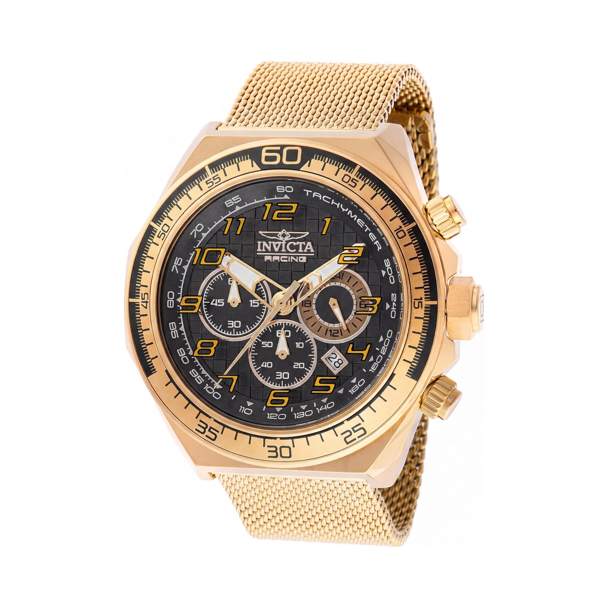 Reloj unisex Invicta Racing 47903 de cuarzo con cronógrafo en tono dorado y esfera negra con pulsera de acero inoxidable de 50 mm., Photo 1