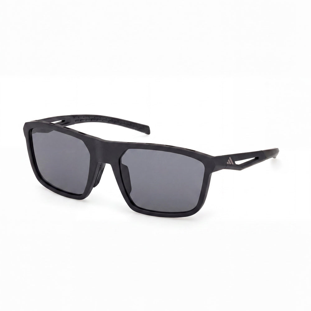 adidas Modern Men's Matte Black Plastic Frame Sunglasses with Grey UV Protection Non-Polarized Lenses 57mm