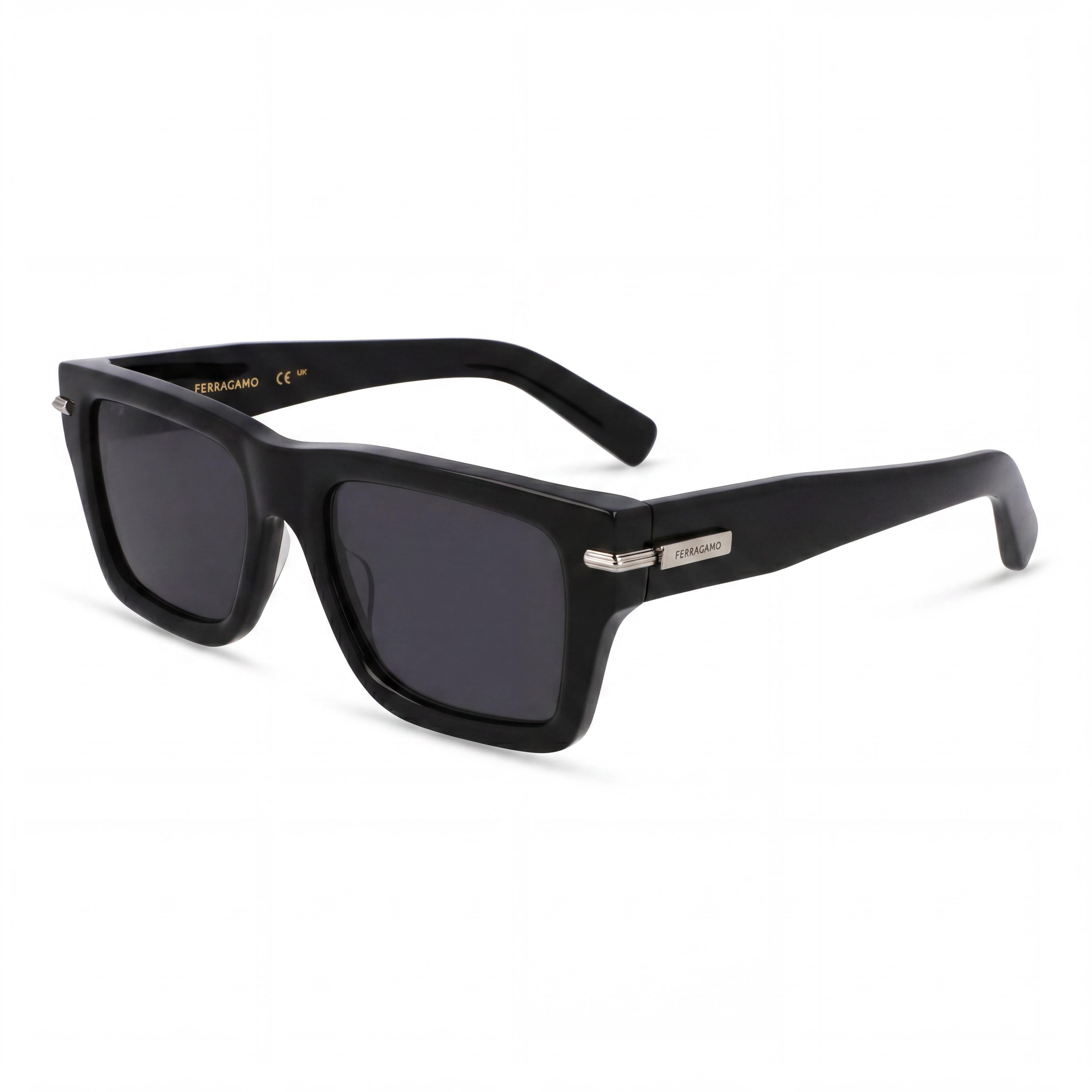 Gafas de sol unisex Ferragamo SF2033S de acero inoxidable negro, con protección UV 400, no polarizadas, 53 mm, Photo 1