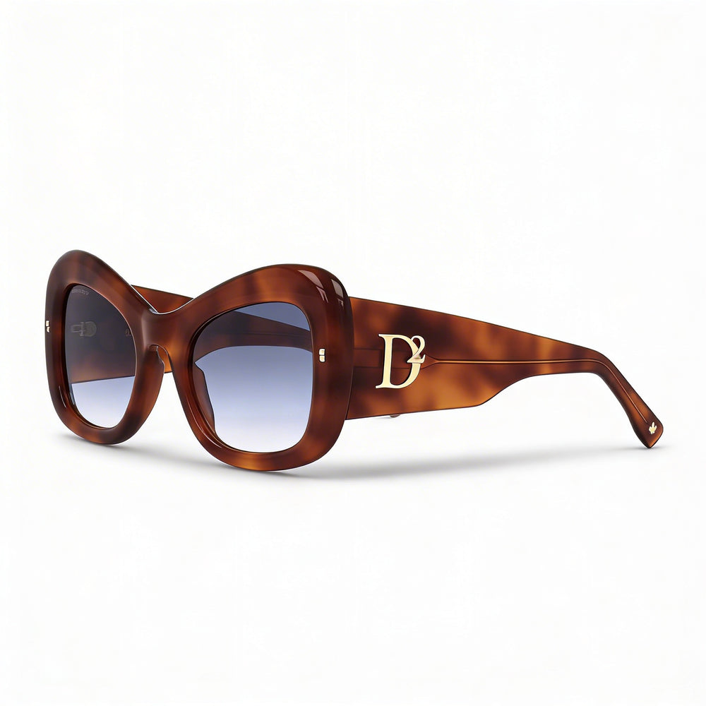 Dsquared2 Modern Women's Butterfly Acetate Beige Havana Dark Blue Shaded Non-Polarized 54mm Sunglasses