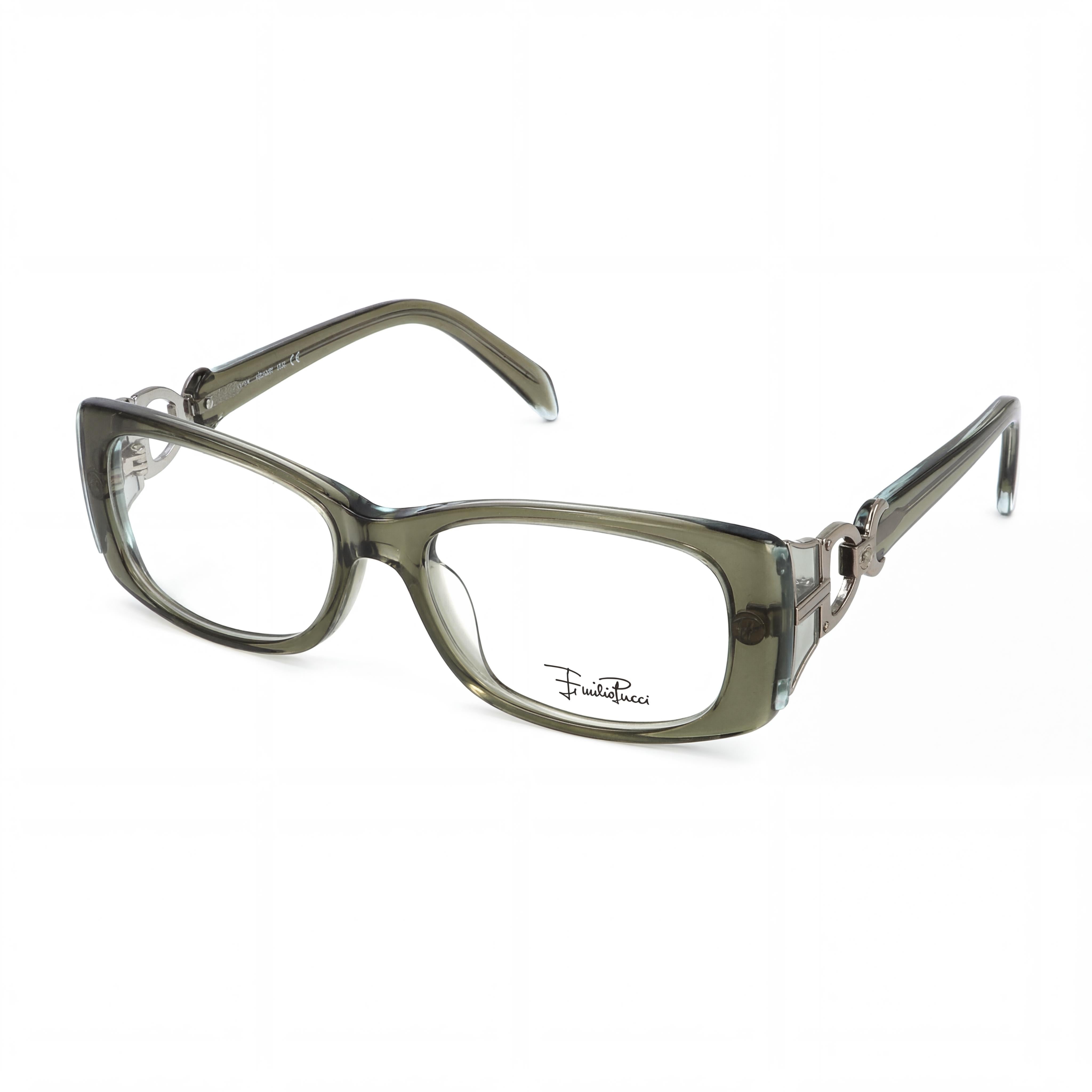 Emilio Pucci 2672_340 Unisex Eyewear Frame, crafted from Green Clear Plastic, featuring a 52mm Lens Width, Photo 1