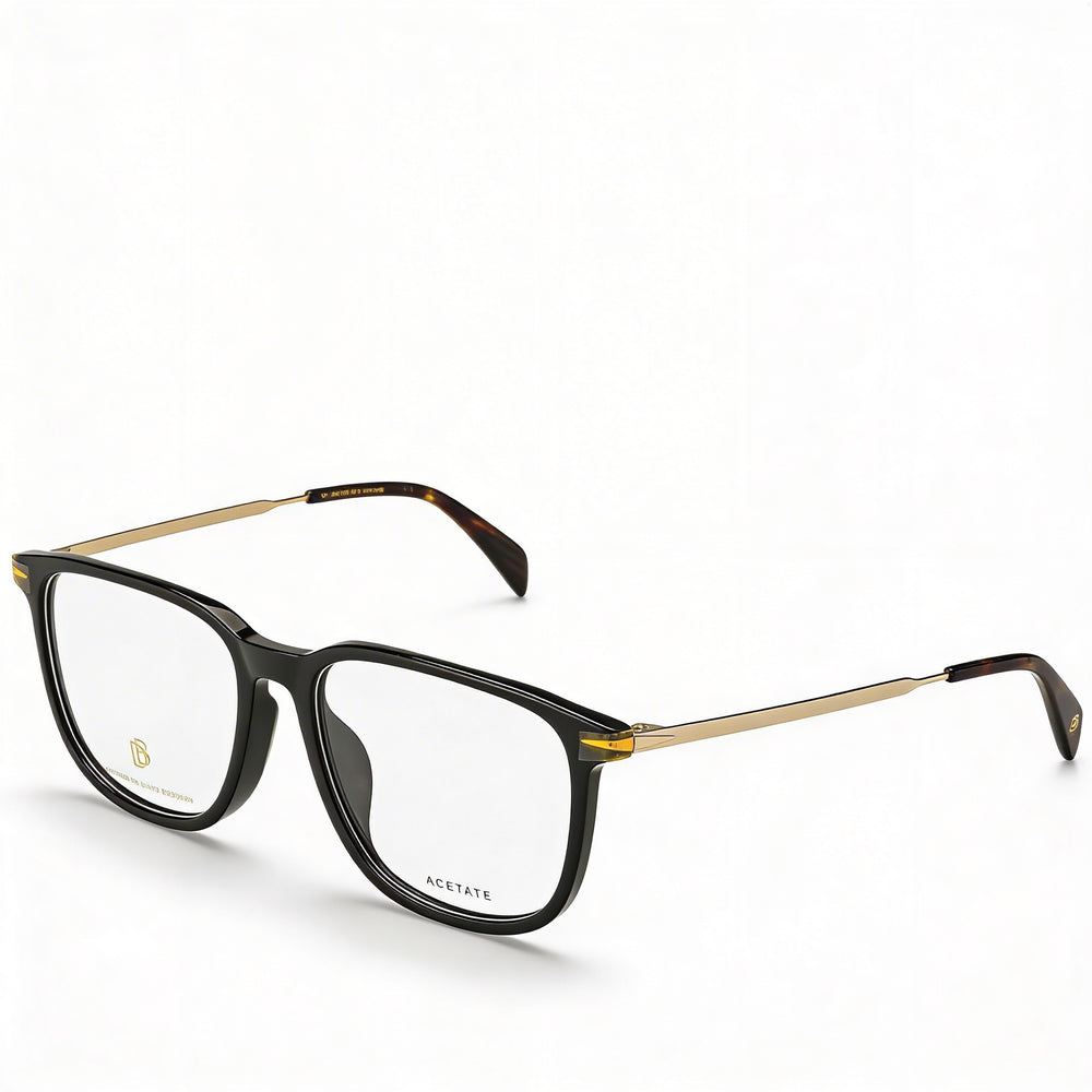 Gafas de hombre David Beckham Db 7074/F con montura de plástico y lentes de policarbonato en negro dorado, ancho de lente de 55 mm