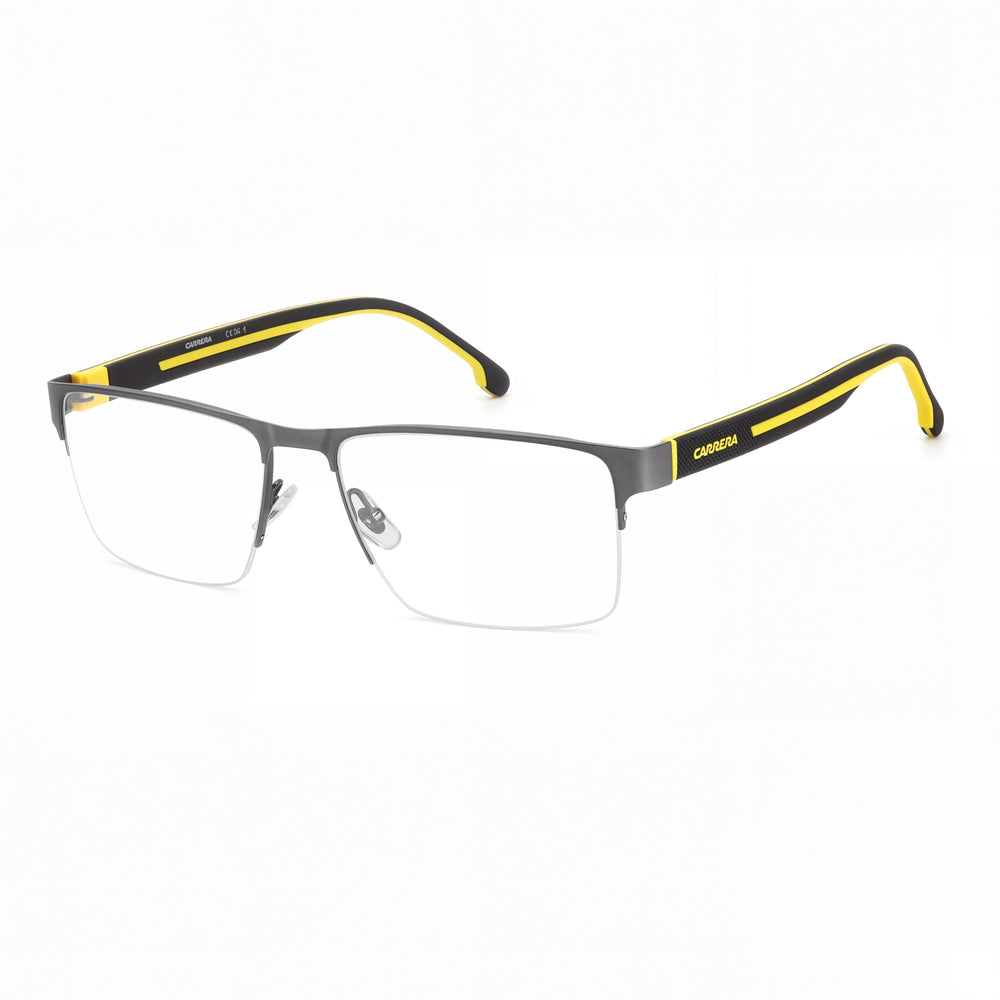 Carrera CARRERA 8893 Montura de Gafas Rectangular para Hombre, Acero Inoxidable Plateado Rutenio Oscuro Mate 54 mm