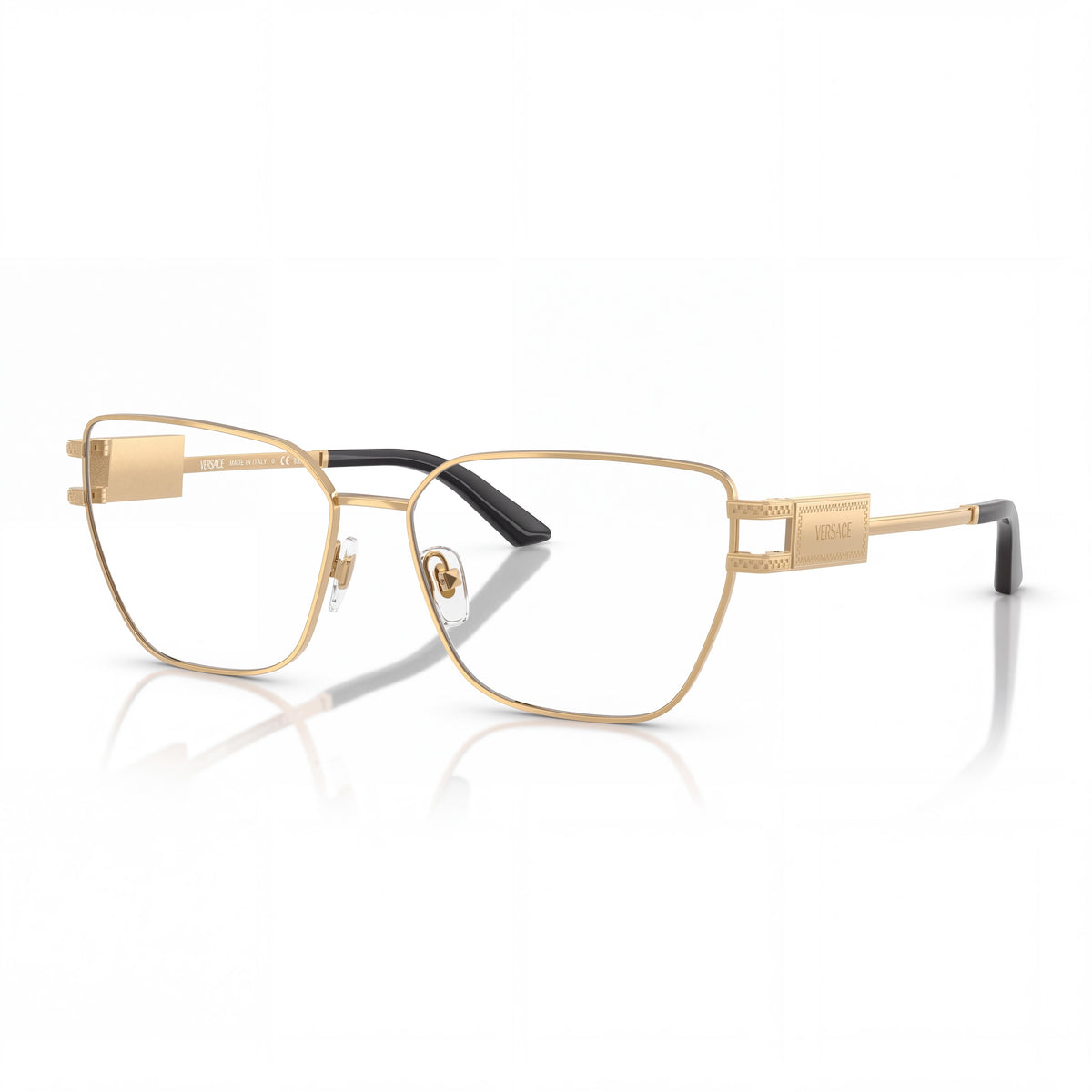 Versace Ve 1301 Women's Gold Stainless Steel Frame Clear Polycarbonate Lens Eyewear 57mm, Photo 1